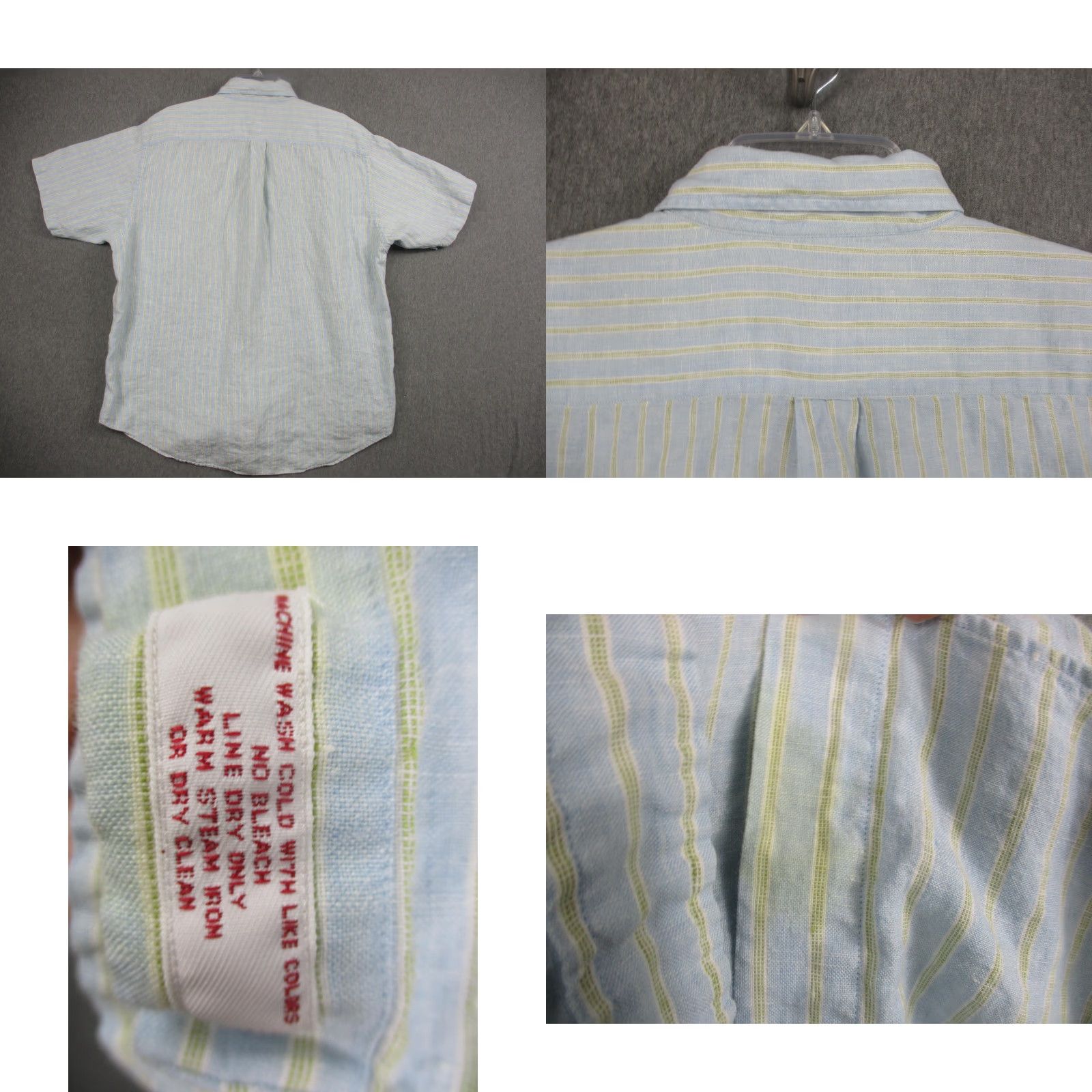 Brooks Brothers Brooks Brothers Shirt Mens XL Blue Striped Irish Linen Short Sleeve Button-Up Size US XL / EU 56 / 4 - 8 Thumbnail