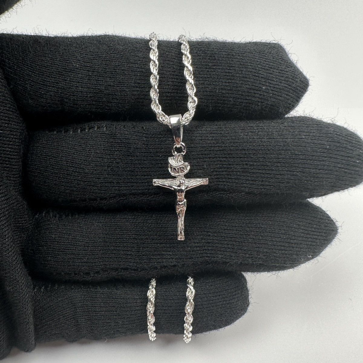 Jewelry Solid .925 Sterling Silver Rope Chain And Cross Set 2mm 18” Size ONE SIZE - 6 Thumbnail