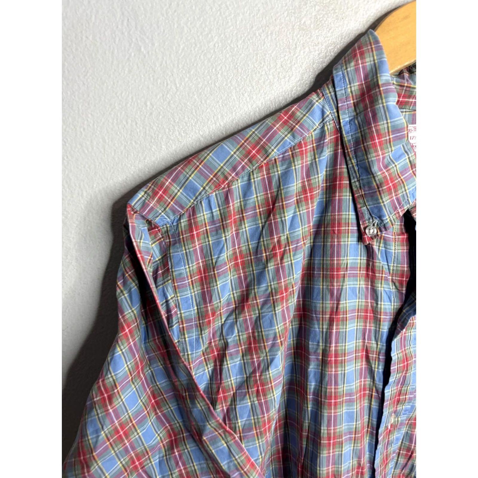 Brooks Brothers Brooks Brothers Shirt Mens XL Blue Red Plaid Button Down Short Sleeve Madras Size US XL / EU 56 / 4 - 2 Thumbnail