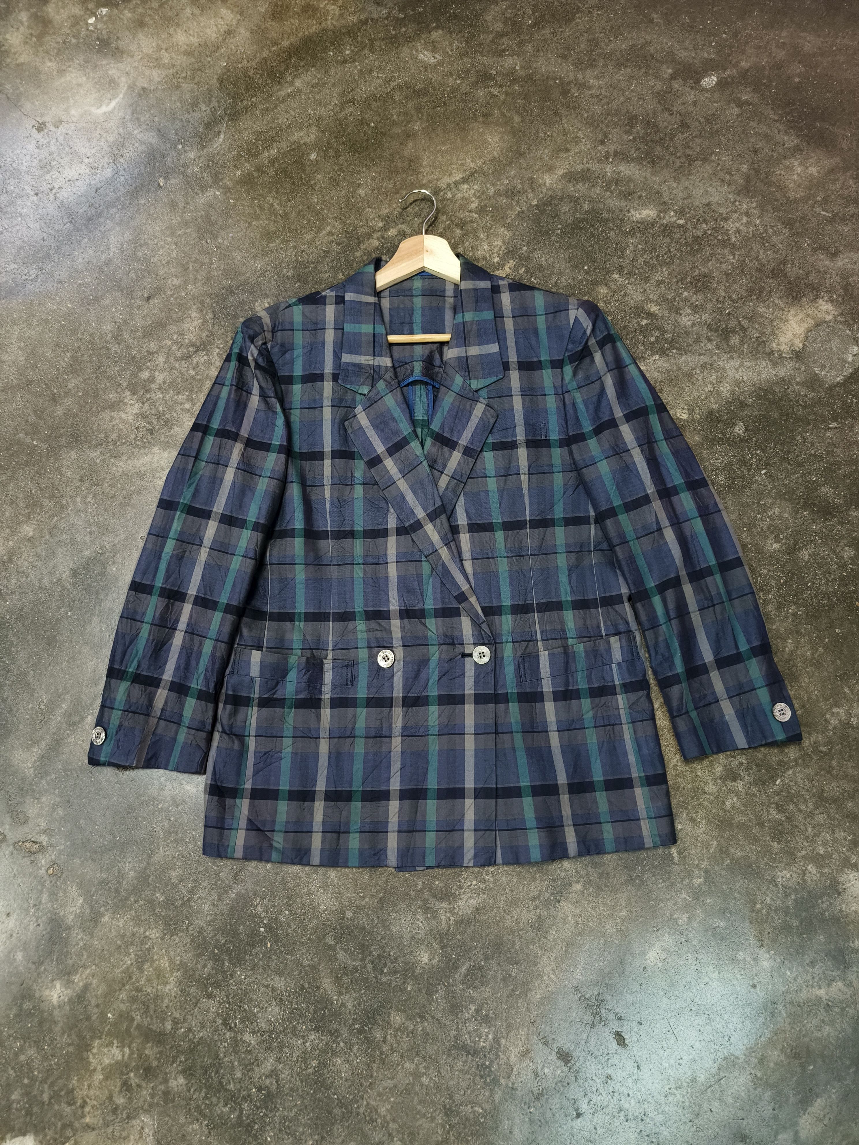 Burberry Prorsum VTG BURBERRYS PLAID DOUBLE BREASTED BLAZER COAT Size M / US 6-8 / IT 42-44 - 1 Thumbnail