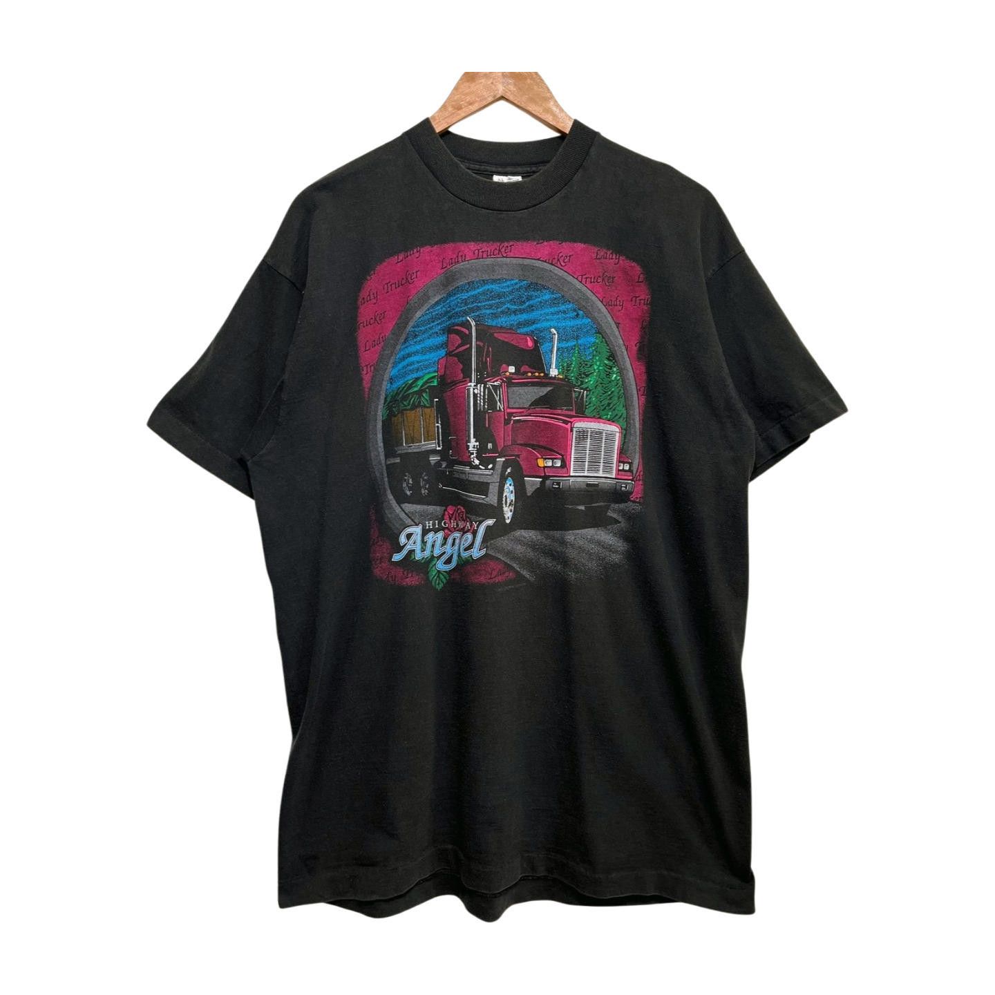 Fruit Of The Loom × Vintage Vintage 80s American Trucker T-shirt XL Highway Angel Size US XL / EU 56 / 4 - 2 Thumbnail