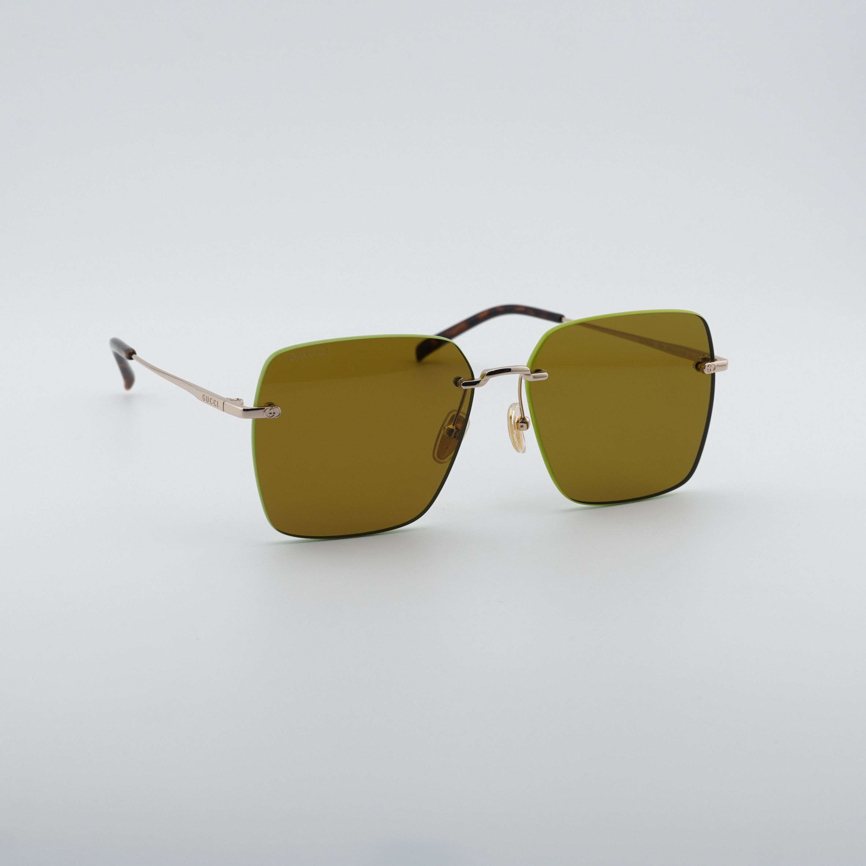 Gucci Gucci GG1955SA 004 Sunglasses Gold/Green Square Frame Size ONE SIZE - 7 Thumbnail
