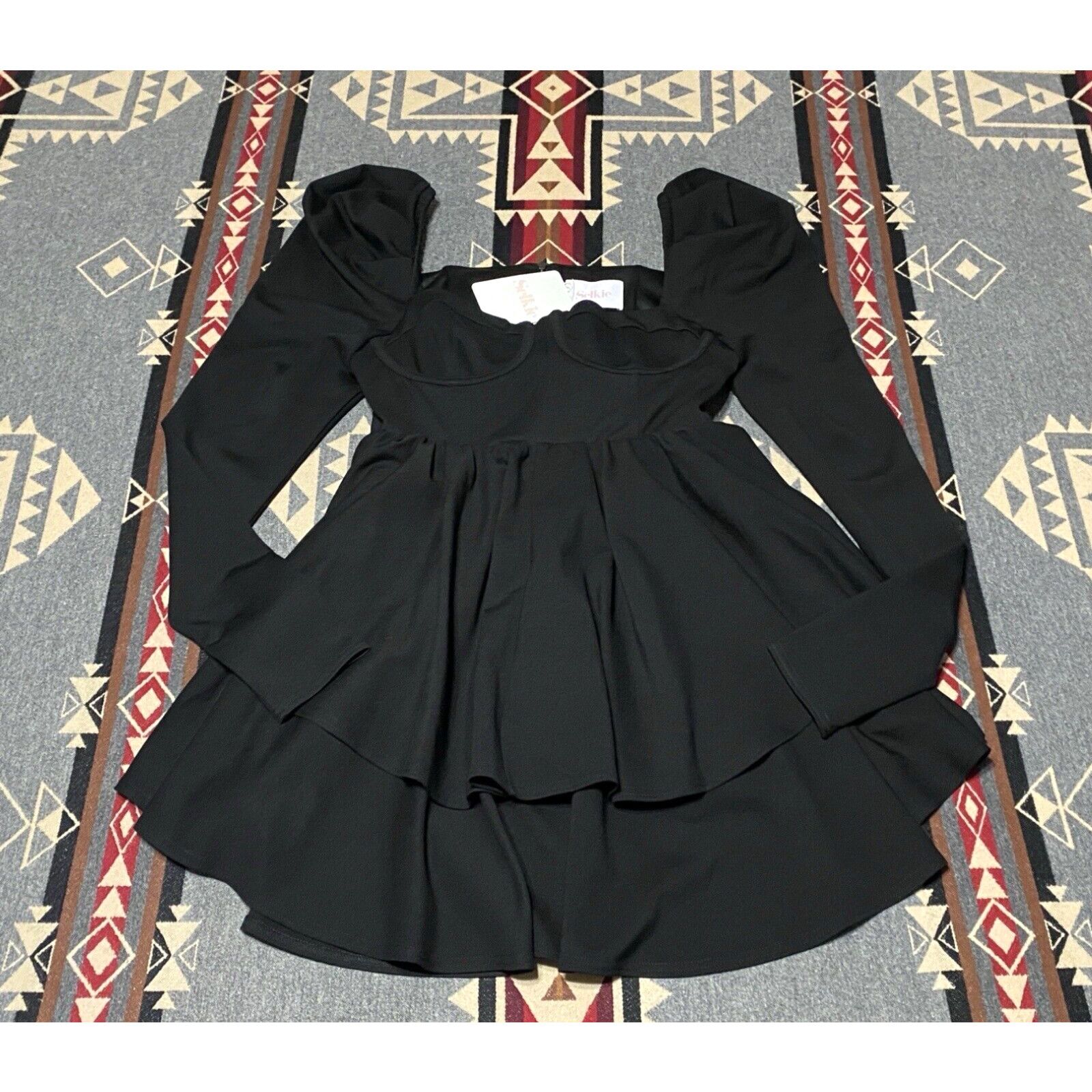 image of Selkie Caviar Boleyn Dress Black Size L NWT Women’S Caviar B4 in White, Women's