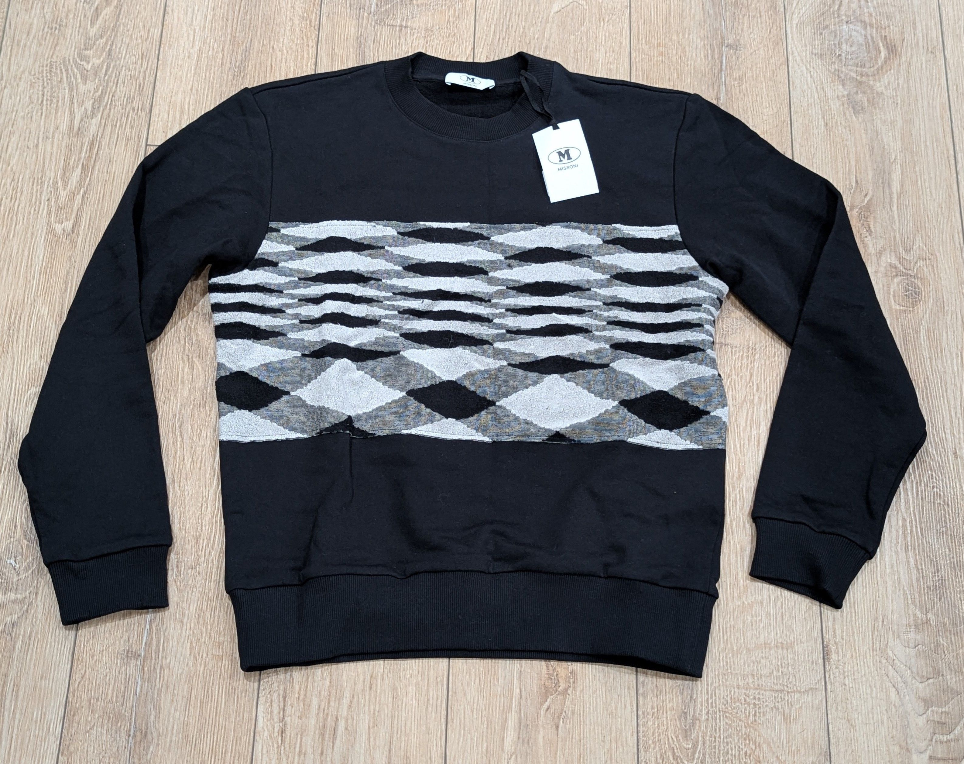 Missoni MISSONI Chevron Cotton Sweater Black Medium Size US M / EU 48-50 / 2 - 1 Thumbnail