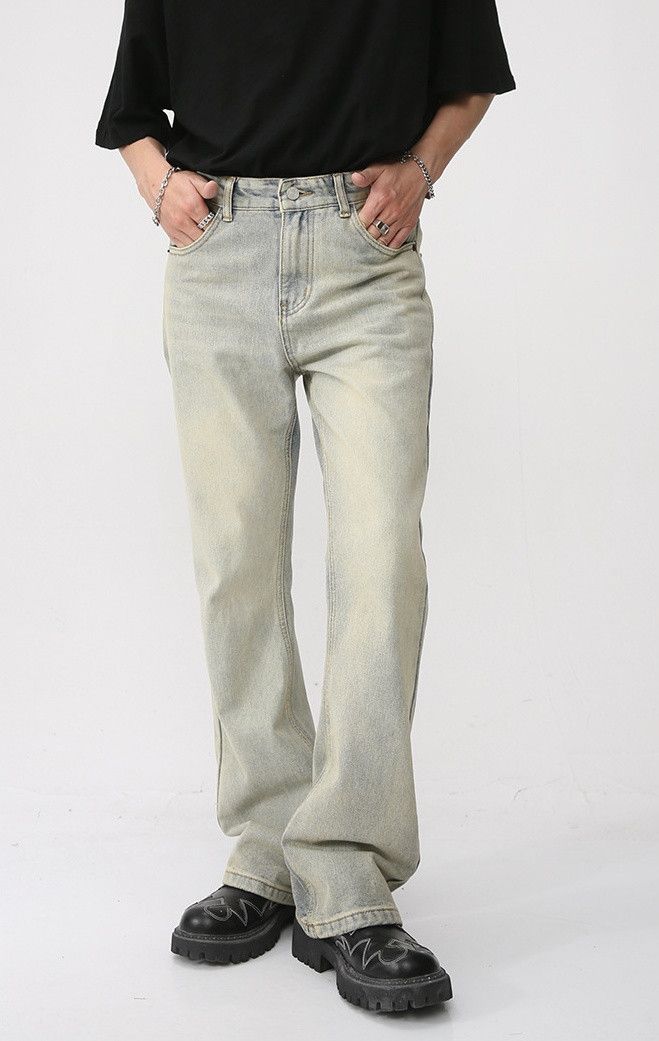 Japanese Brand × Jean Vintage washed distressed flared straight jeans Size US 32 / EU 48 - 3 Thumbnail