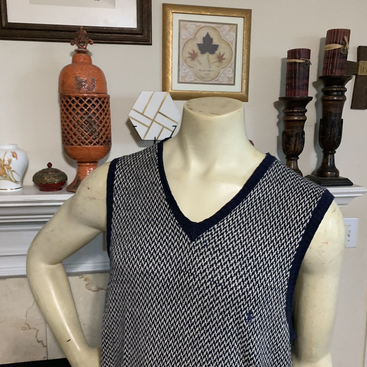 Polo Ralph Lauren Herringbone V neck pull over sweater vest Size US M / EU 48-50 / 2 - 8 Thumbnail