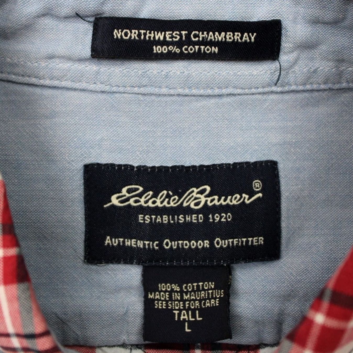 Eddie Bauer Eddie Bauer Travex Button-Up Shirt Mens Large-Tall Red/Blue/White Cotton S/S Plaid Casual Vintage No Size US L / EU 52-54 / 3 - 7 Thumbnail