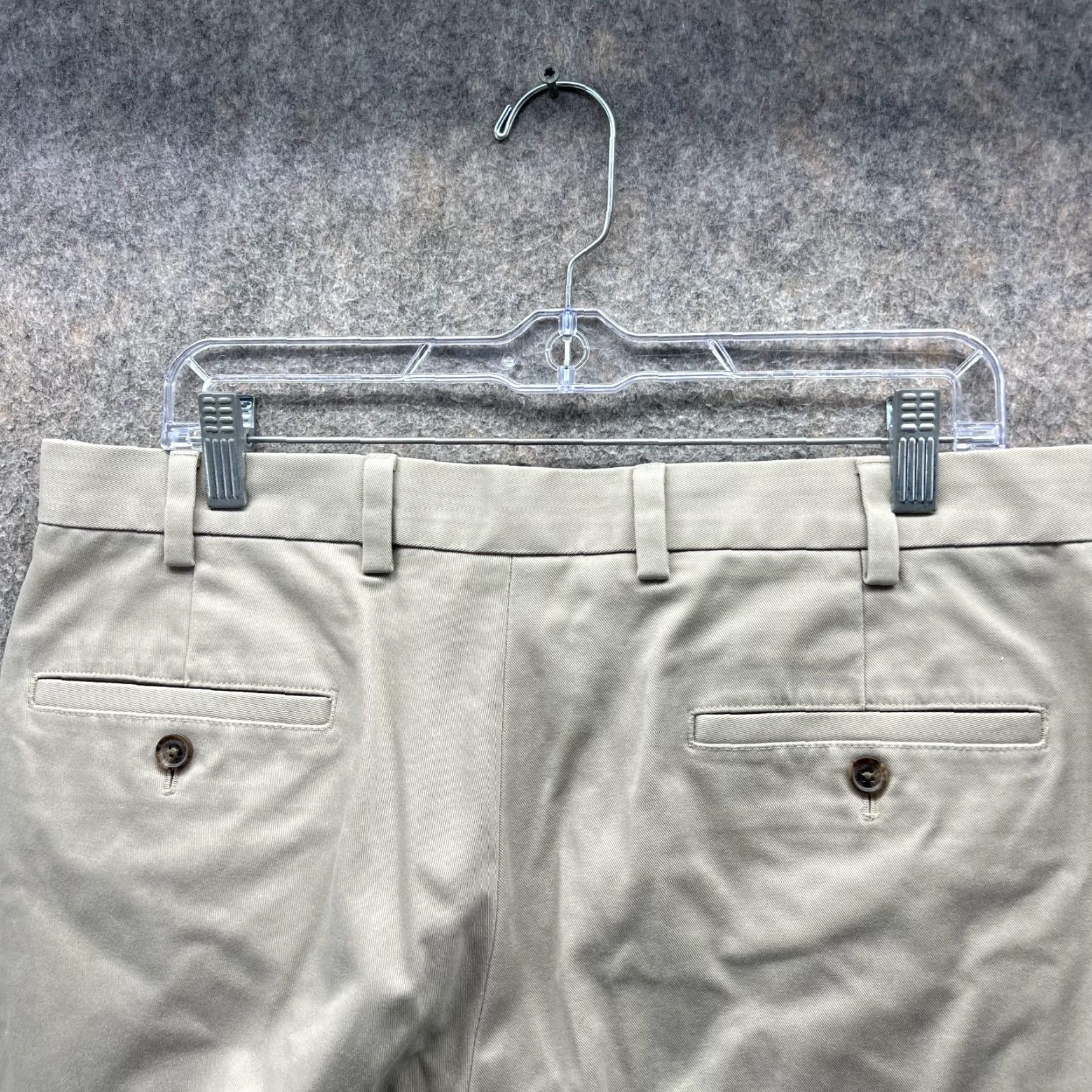 Brooks Brothers VINTAGE Brooks Brothers Pants Men 35x34 Chino Beige Tan Pleated Satin Button Pocket Regular Straight Clark Fit Size US 35 - 3 Thumbnail