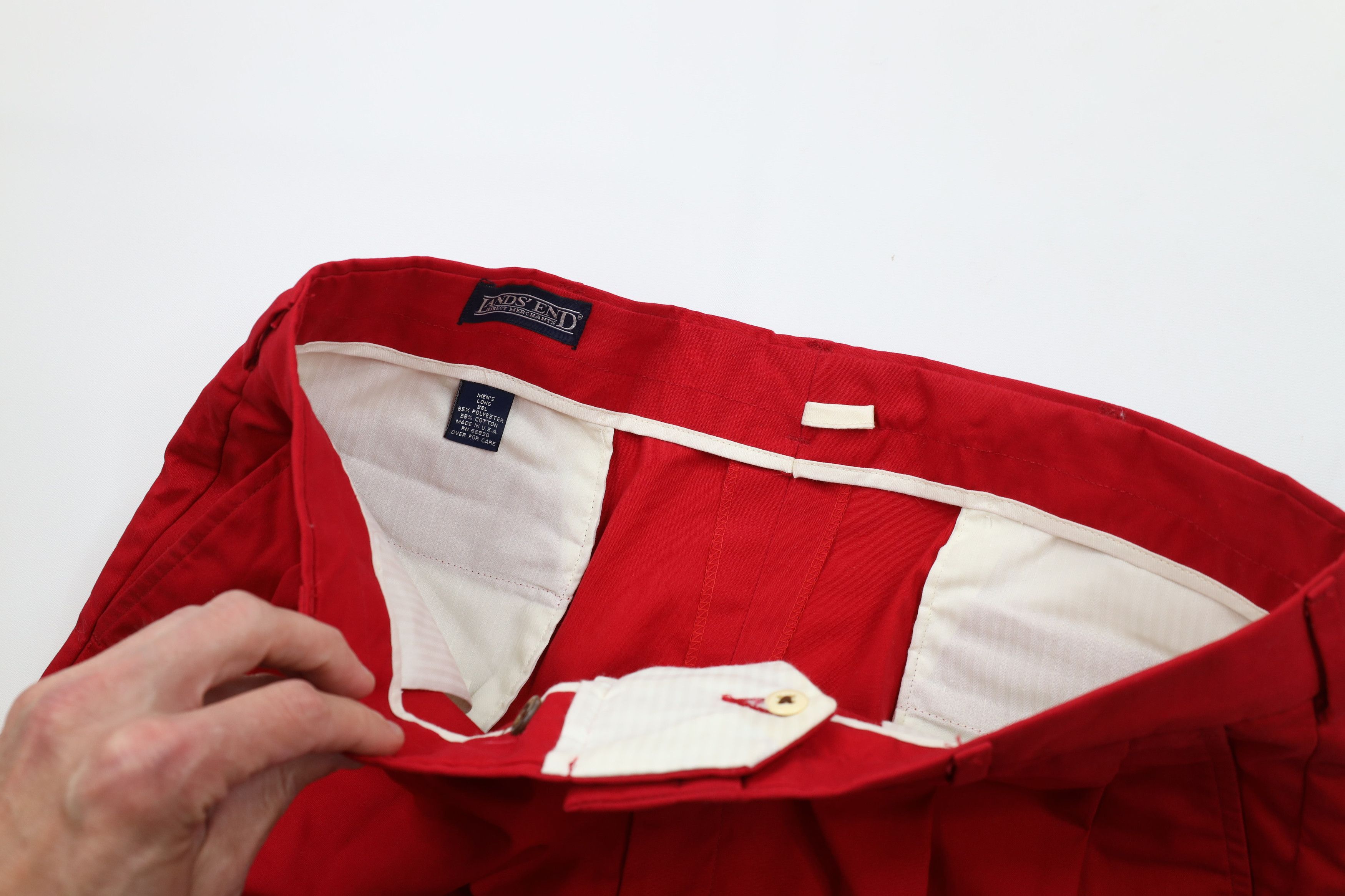 Lands' End Vintage 70s Lands End Cuffed Wide Leg Chino Pant Red USA Size US 38 / EU 54 - 10 Thumbnail