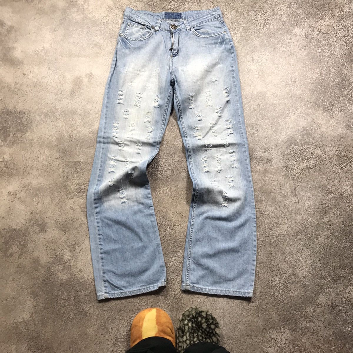 Vintage Vintage 90s Baggy Distressed Thrashed Jeans Grunge Y2K 29 Size 29" - 2 Thumbnail
