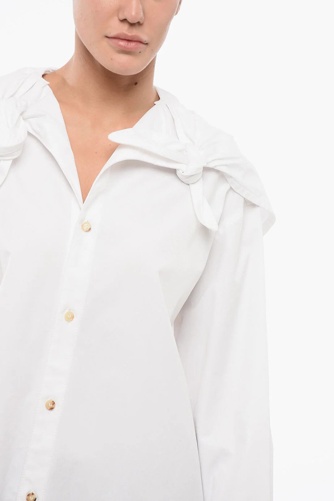 Bottega Veneta og1mm0426 Oversized Blouse in White Size S / US 4 / IT 40 - 3 Thumbnail
