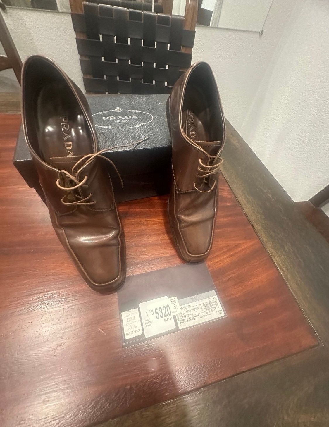 Prada Authentic Prada Men's Saffiano Leather Lace-Ups shoes Sz 8”5 Size US 8.5 / EU 41-42 - 2 Thumbnail