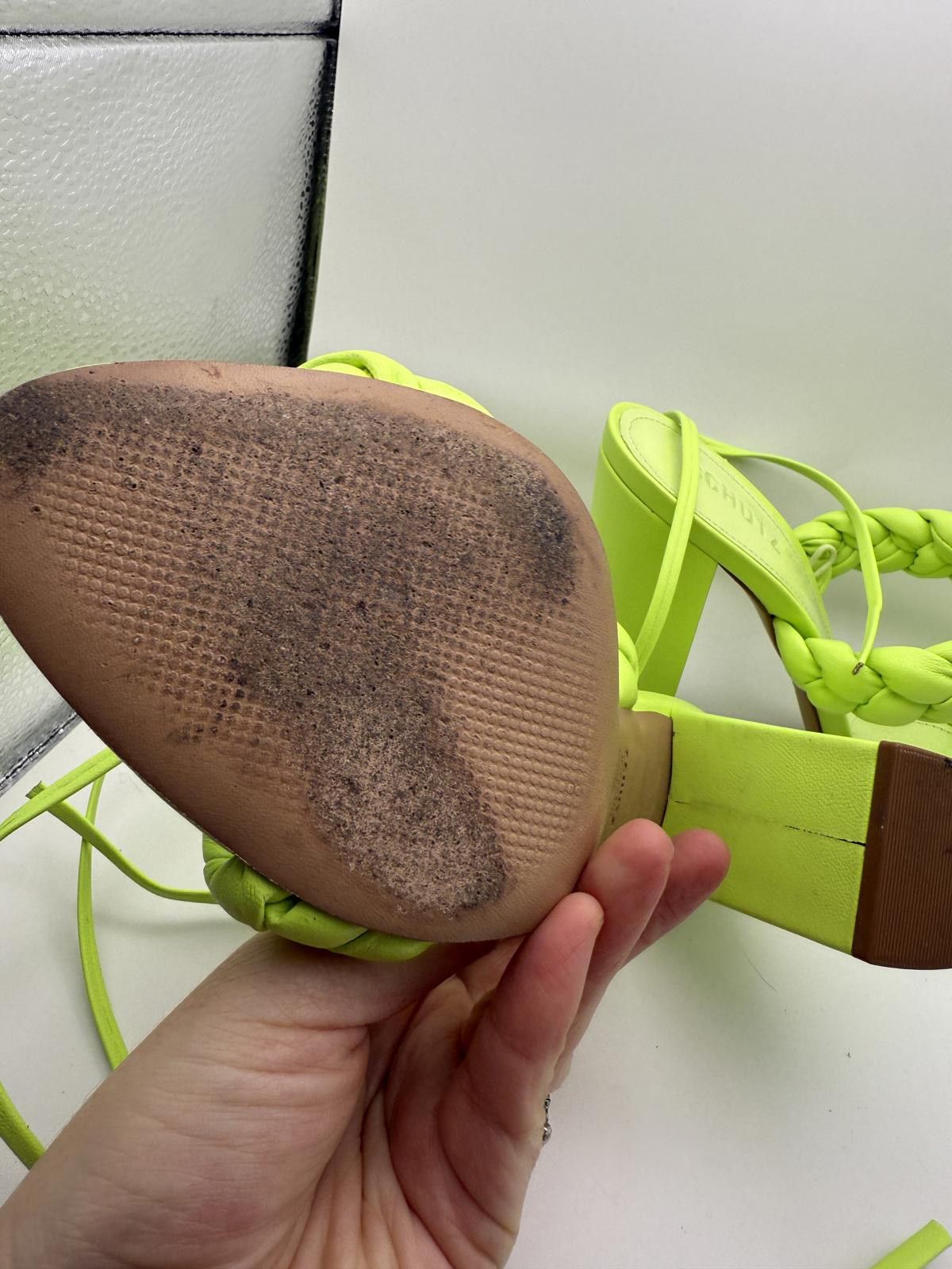 Other Schutz Neon Green Braided Strap High Heel Sandals Size 8 Size US 8 / IT 38 - 5 Thumbnail