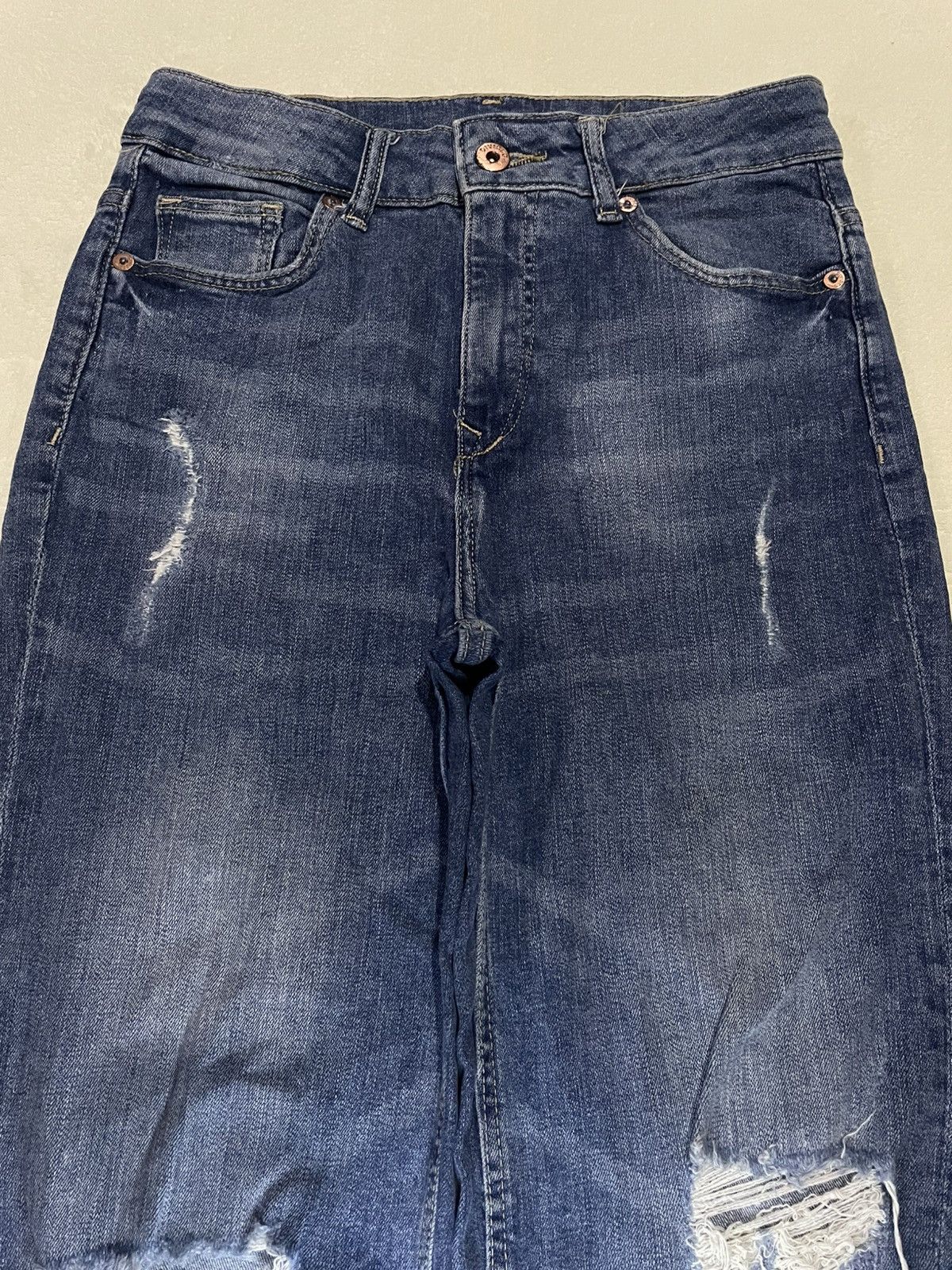 Divided Vintage Skinny Distress Faded Denim Jeans Size US 27 - 2 Thumbnail