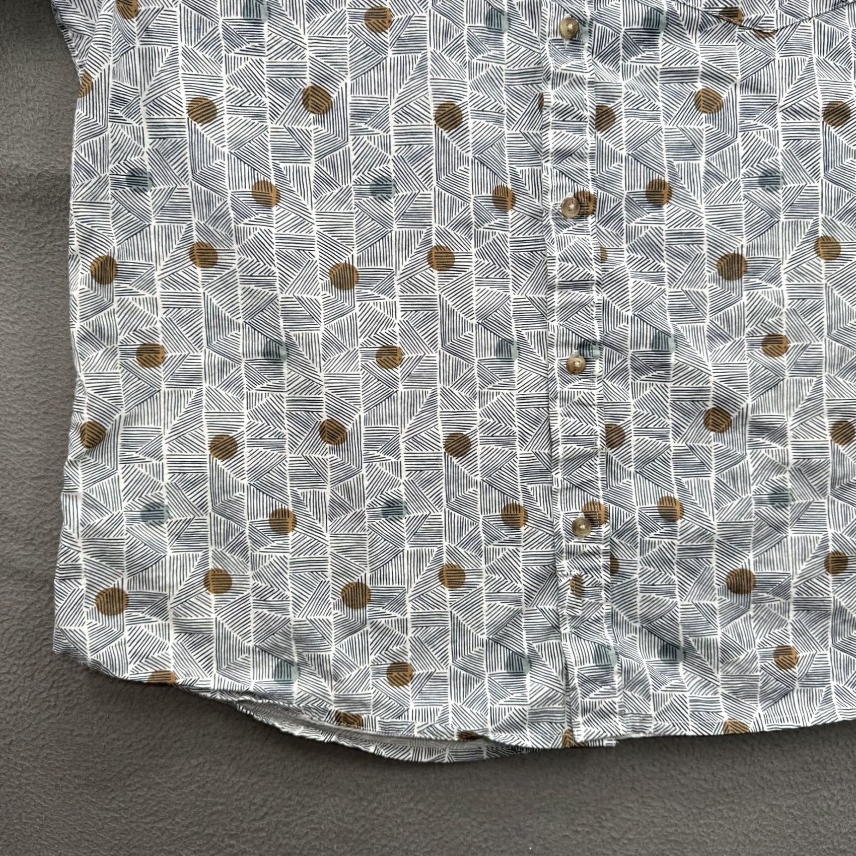 Vintage Bridge & Burn Shirt Mens 2XL Geometric Organic Cotton Short Sleeve Button Up Size US XXL / EU 58 / 5 - 6 Thumbnail