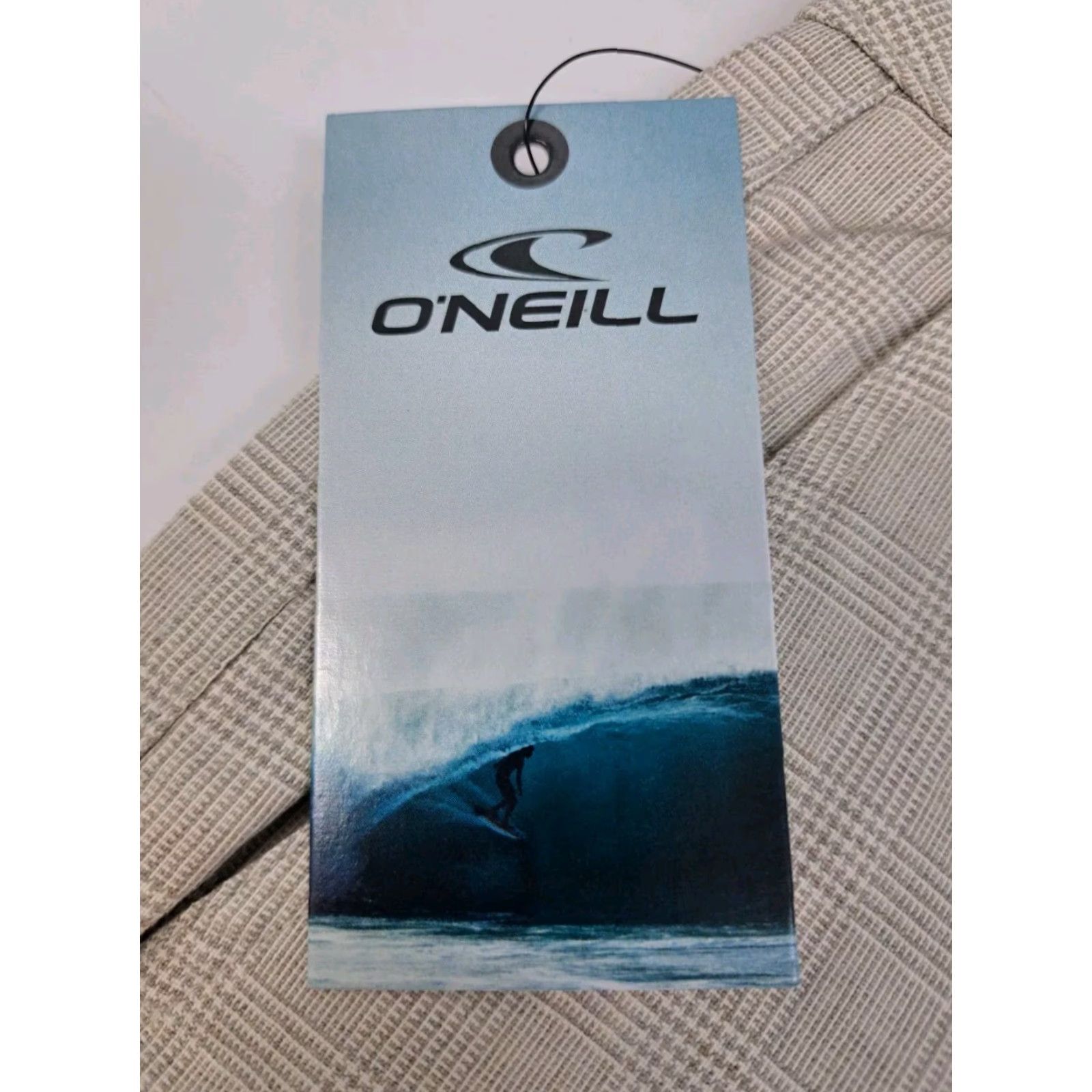 O'Neill NWT O'Neill Mens Chino Shorts 30 Tan Plaid Stretch Flat Front Zip Pockets Logo Beach 10in Inseam Size US 30 / EU 46 - 7 Thumbnail