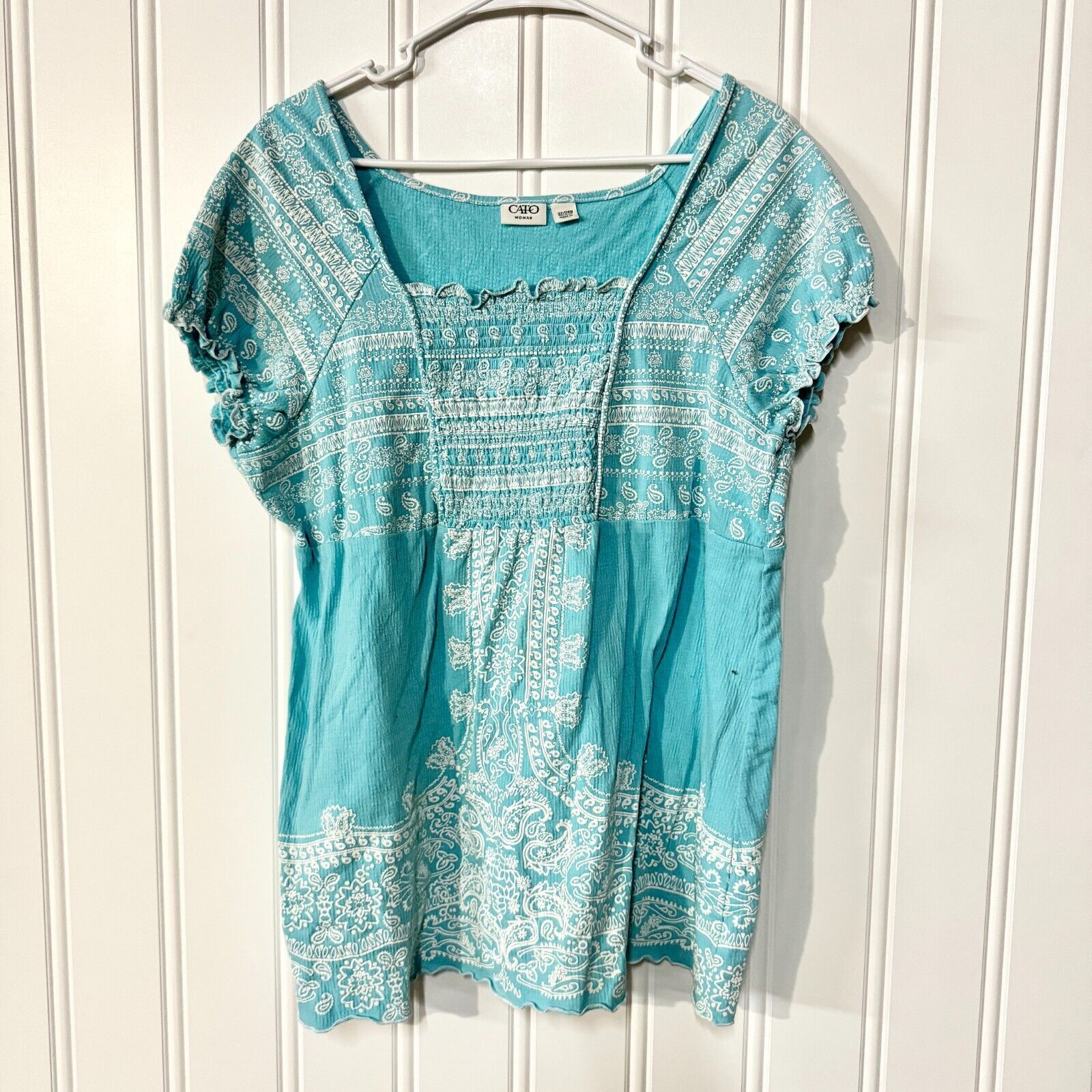 Other Cato Shirt Embroidered Short Sleeve Squared Neck Size 22/24W Size 3XL / US 20-22 - 1 Thumbnail