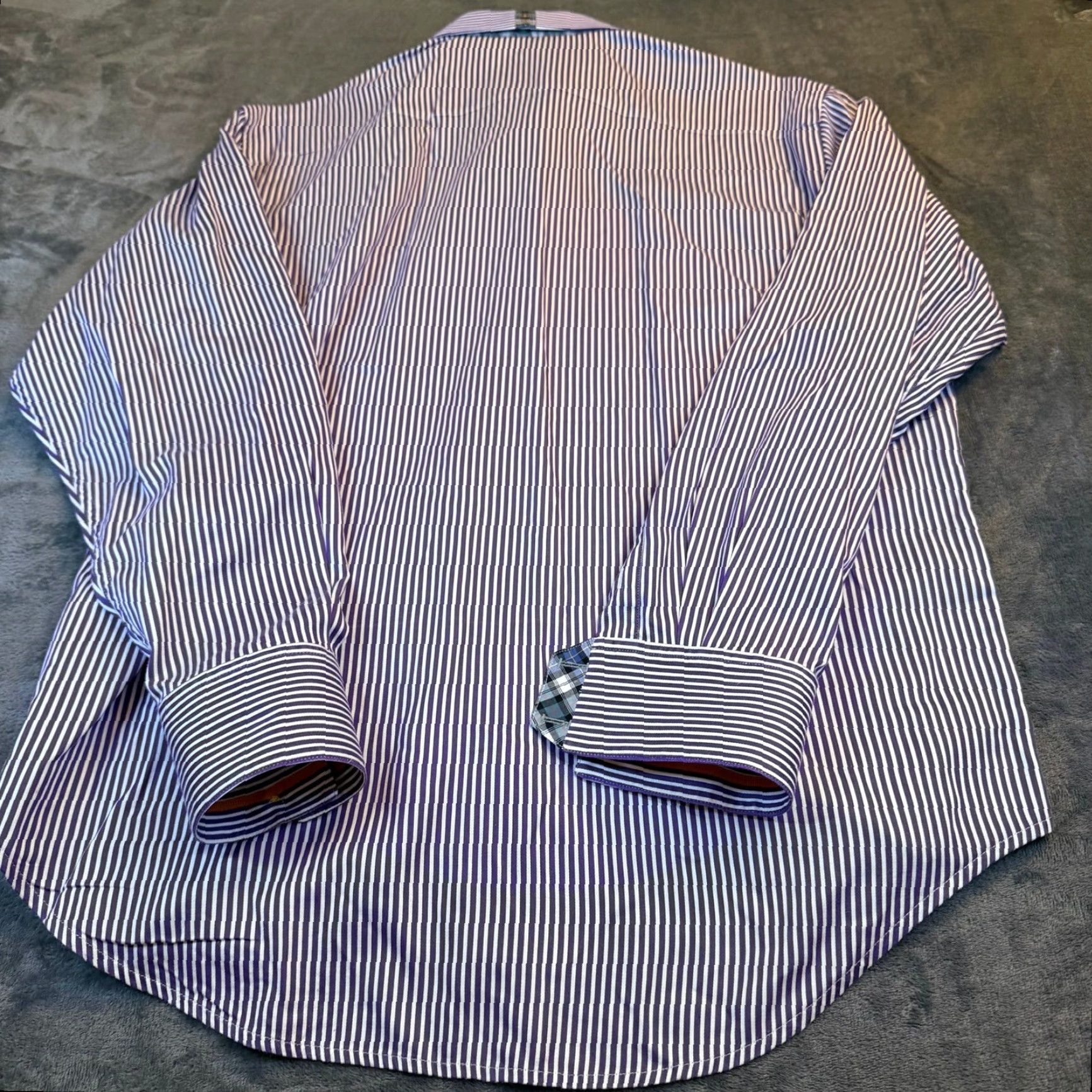 Robert Graham VINTAGE? Robert Graham Shirt Shirt Button-Up Striped Purple White Long Sleeve Button-Down Cotton Mens XL Classic Collar Size US XL / EU 56 / 4 - 4 Thumbnail