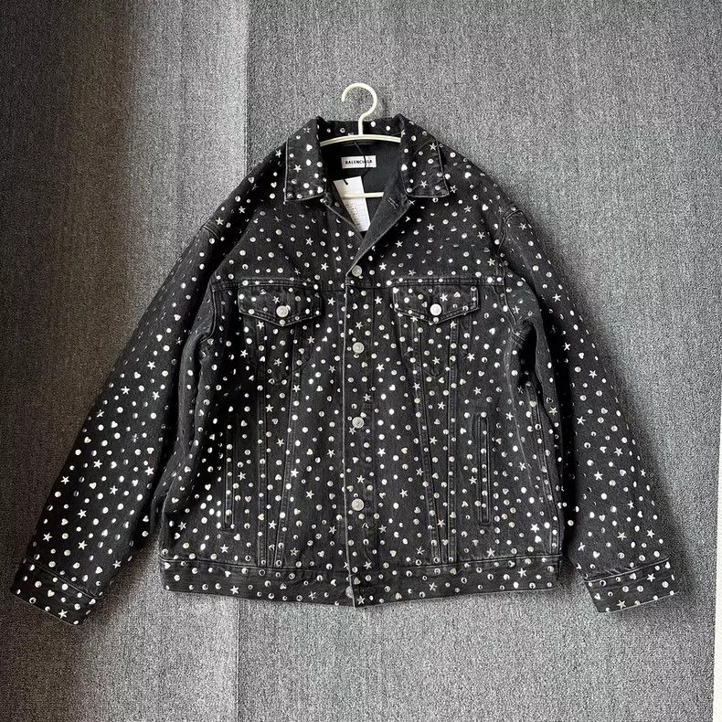 Balenciaga Balenciaga Black Metal Stud Denim Jacket Size US L / EU 52-54 / 3 - 1 Thumbnail