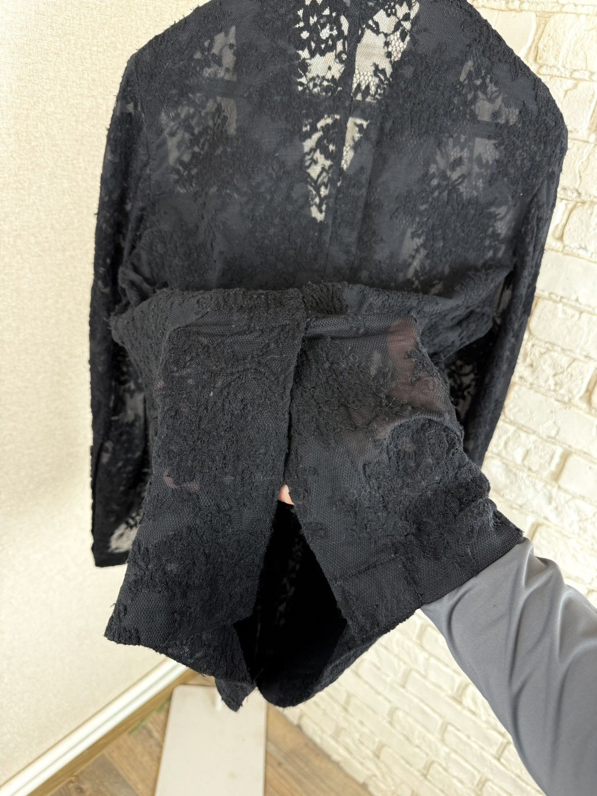 Comme des Garcons Womans Comme Des Garcons Lace Wool Blend Blazer in Black Size M / US 6-8 / IT 42-44 - 12 Thumbnail