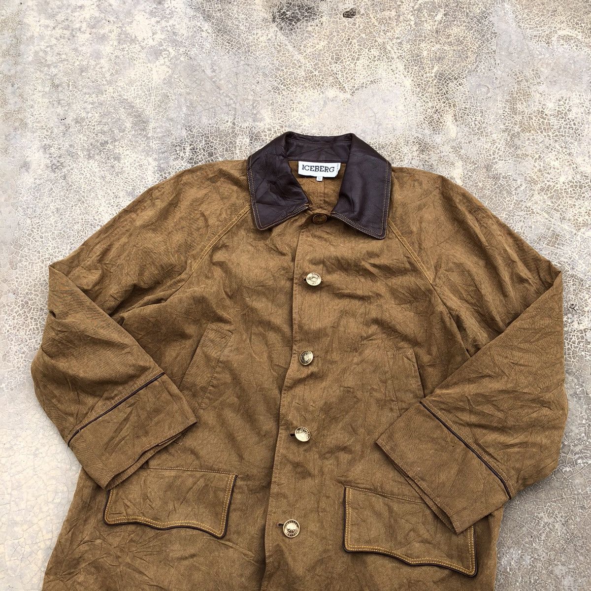Designer × Iceberg ICEBERG Rare Leather Collar Chore Jacket Size US M / EU 48-50 / 2 - 5 Thumbnail