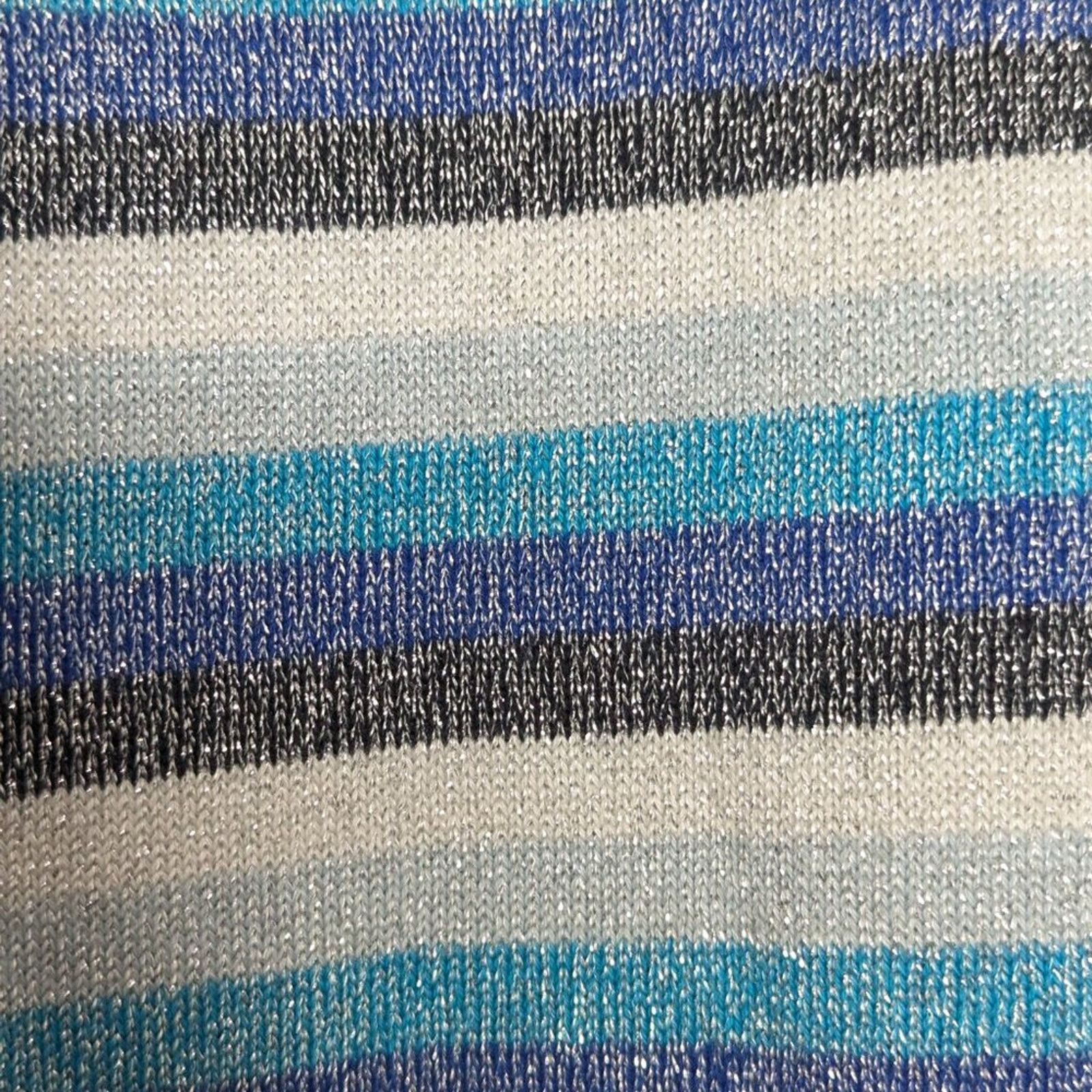 Bloomingdale's Bloomingdales Vintage 80s Metallic Blue Stripe Button Up Top Size S / US 4 / IT 40 - 6 Thumbnail