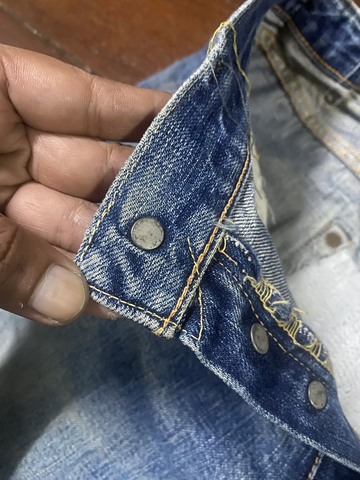 Full Count & Co. vintage full count selvedge distressed mud wash denim pants Size US 30 / EU 46 - 13 Thumbnail