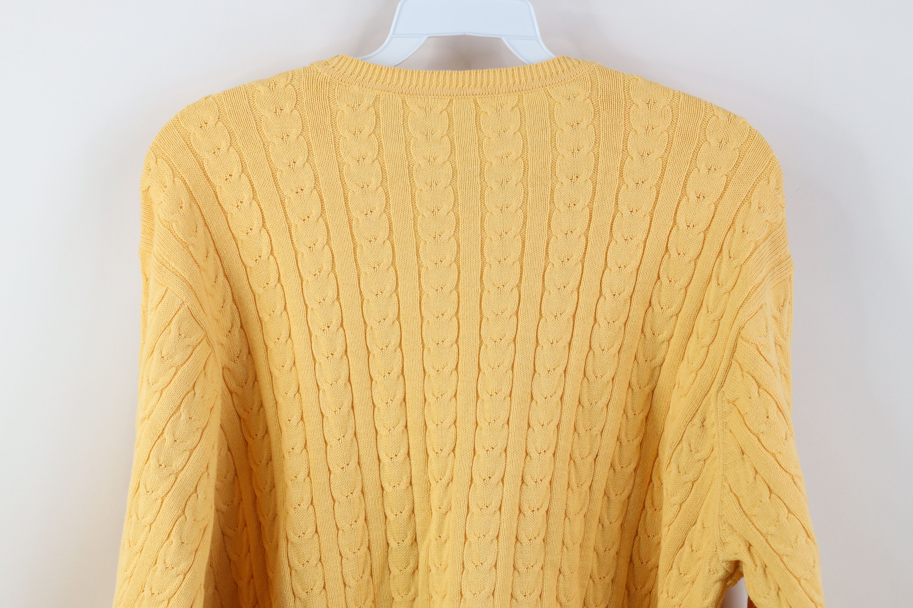 Vintage Vintage 90s Streetwear Chunky Cable Knit Sweater Yellow Size US M / EU 48-50 / 2 - 8 Thumbnail
