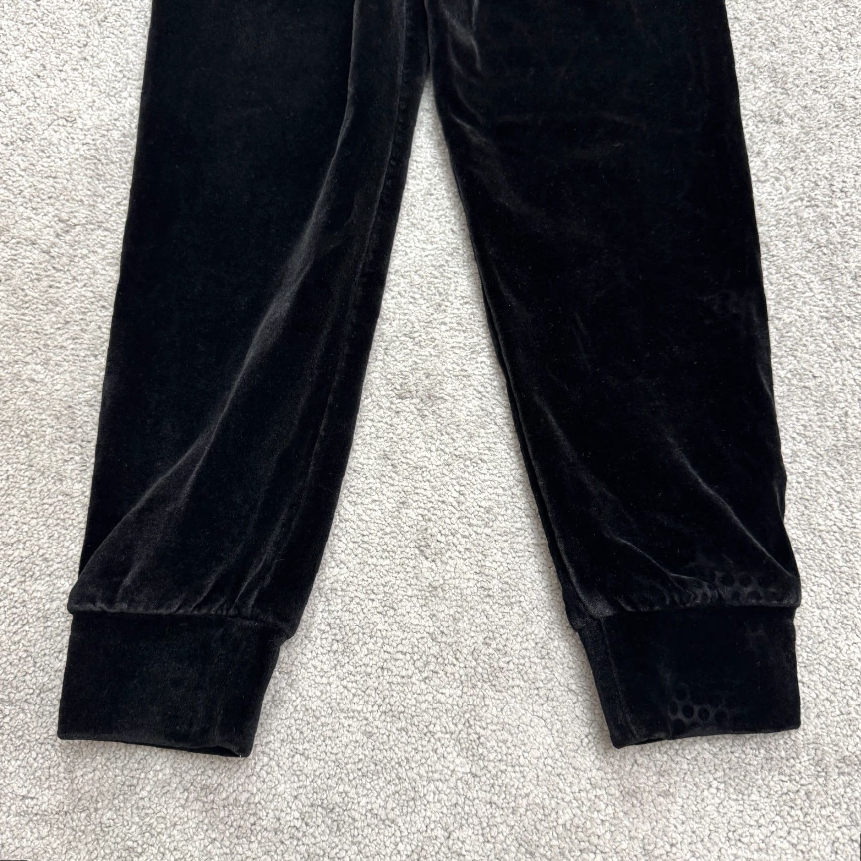 Velvet Velvet Velour Cropped Jogger Pants Womens M Black Gray Stripe Lounge Y2K Size 32" / US 10 / IT 46 - 3 Thumbnail