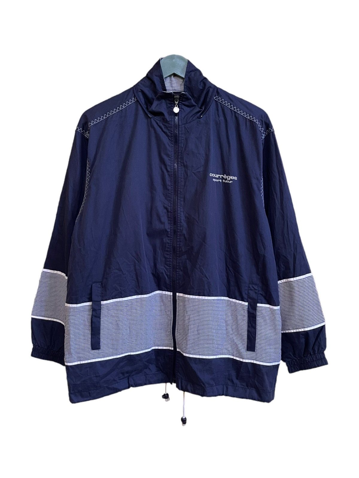 image of Courreges Sport Futur Zipped Light Jacket in Blue Black, Men's (Size XL)