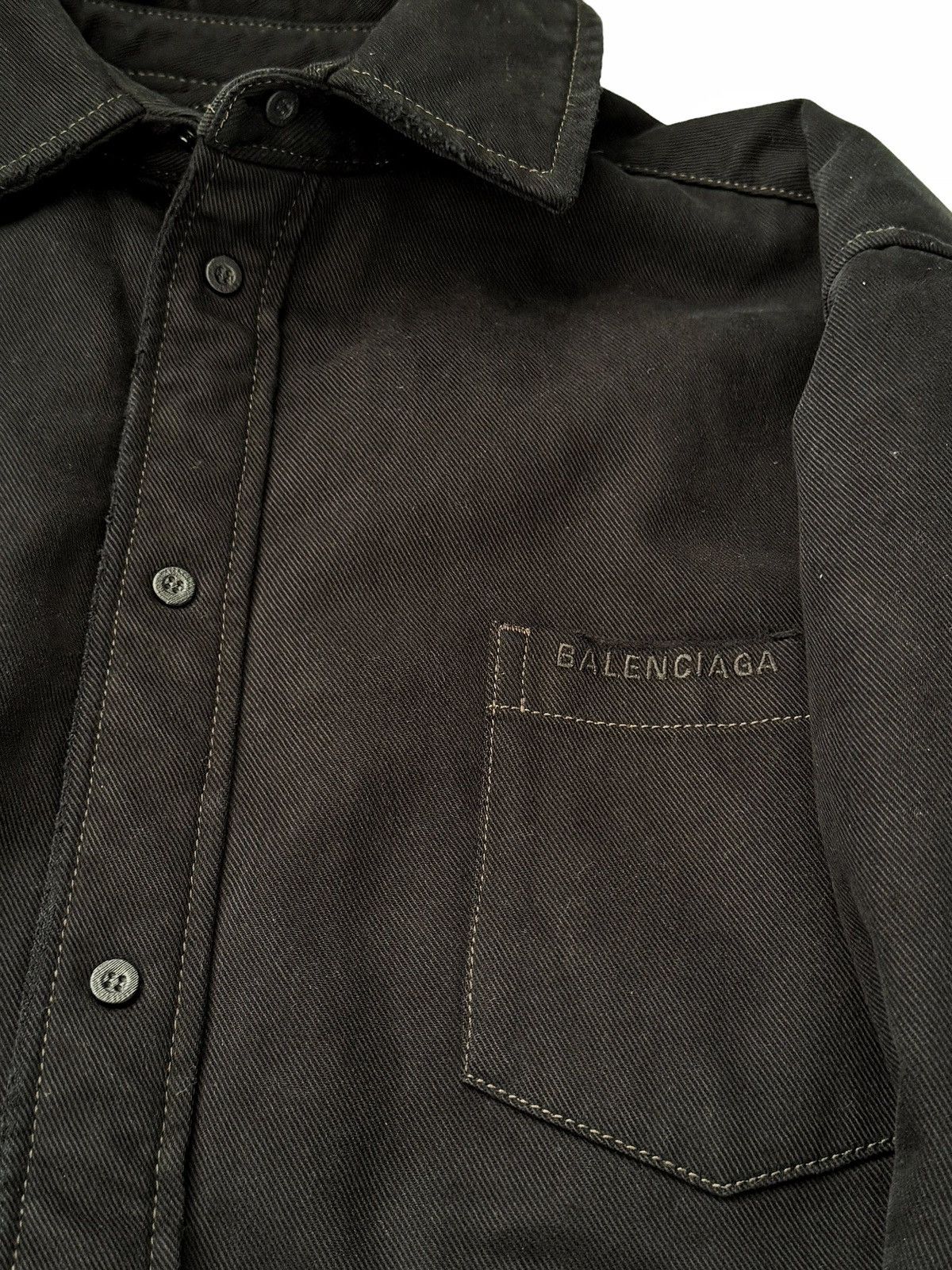 Balenciaga “Mud Show” Silk Padded Double Layer Heavy Denim Work Shirt Size US M / EU 48-50 / 2 - 6 Thumbnail