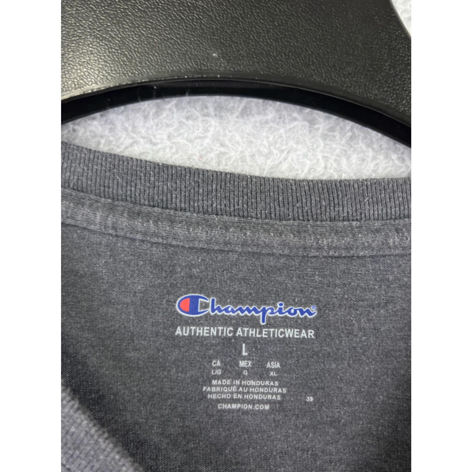 Champion Champion Shirt Men Large Dark Gray Crew Neck Cotton Jersey Logo T-Shirt 90s Outdoor Sports Mens Size US L / EU 52-54 / 3 - 3 Thumbnail