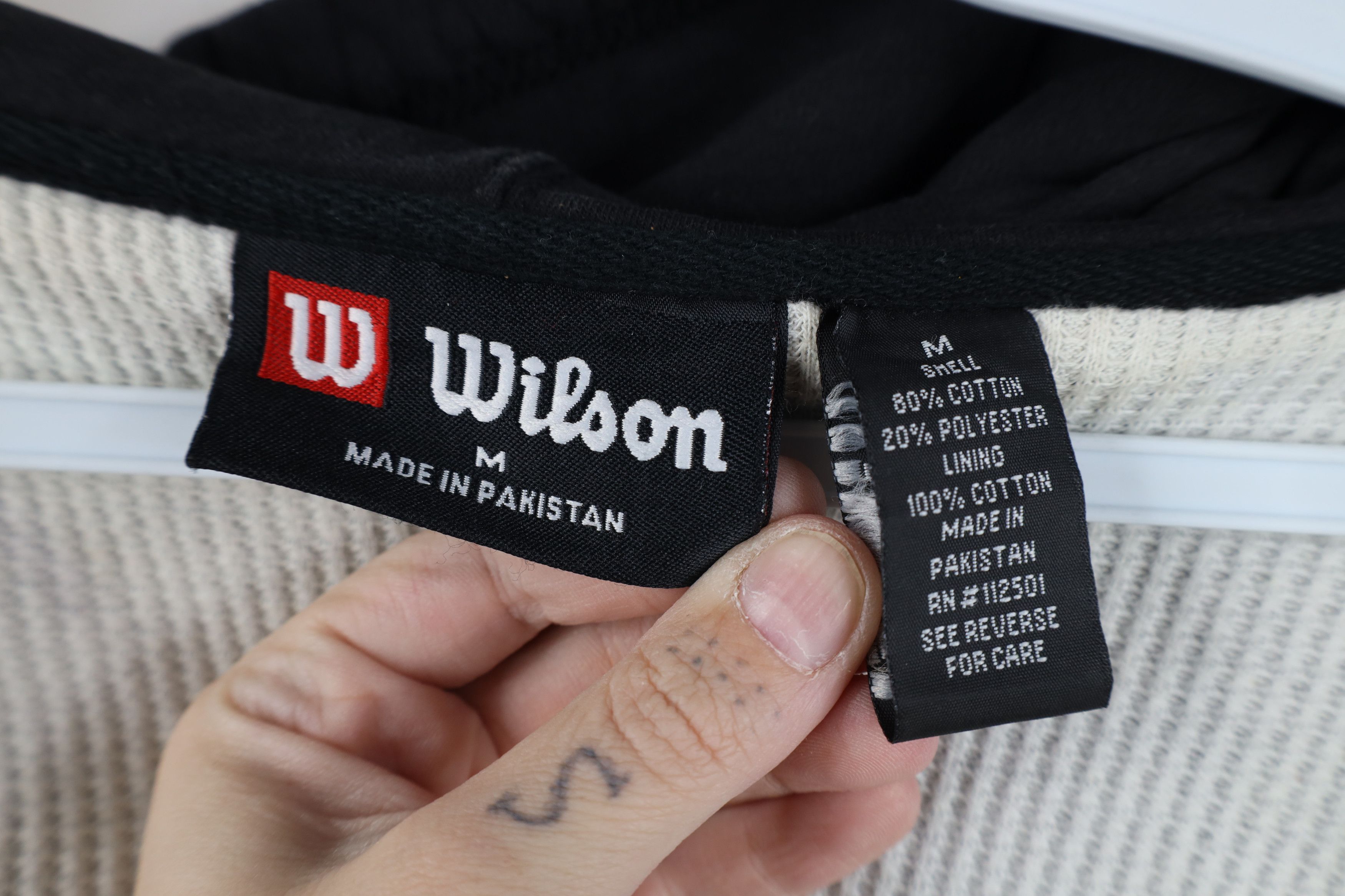 Vintage Vintage 90s Wilson Thermal Waffle Knit Lined Full Zip Hoodie Size US M / EU 48-50 / 2 - 12 Thumbnail