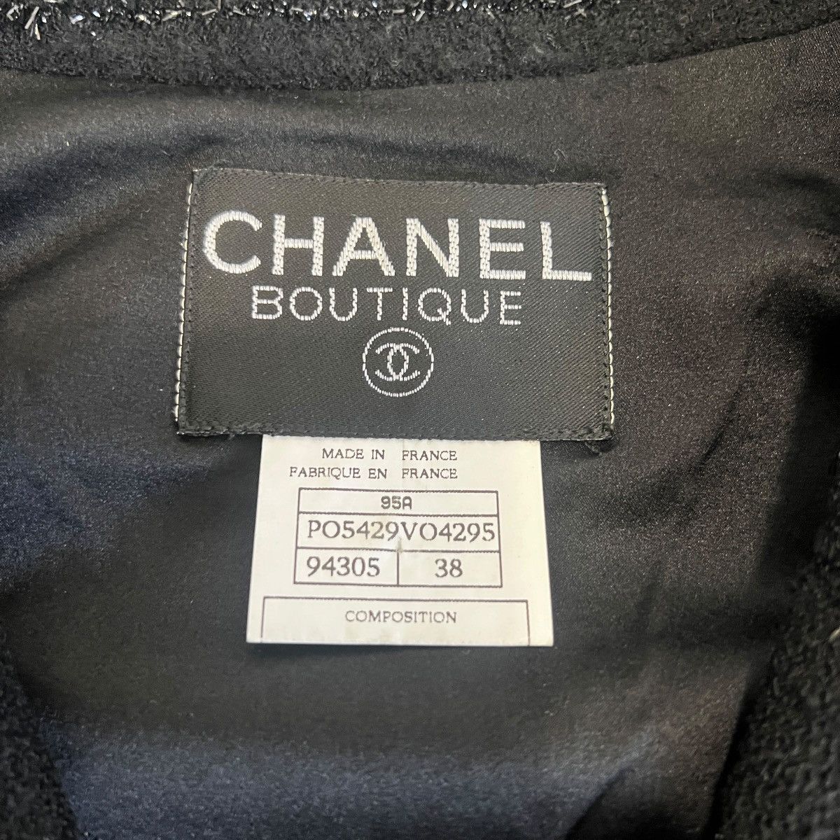 Chanel CHANEL 1995AW BOUTIQUE Black Sequined Tweed Jacket Skirt Set Size S / US 4 / IT 40 - 4 Thumbnail