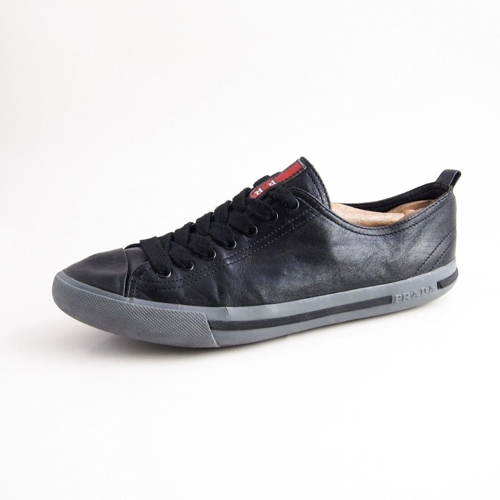 PRADA black sansi leather converse