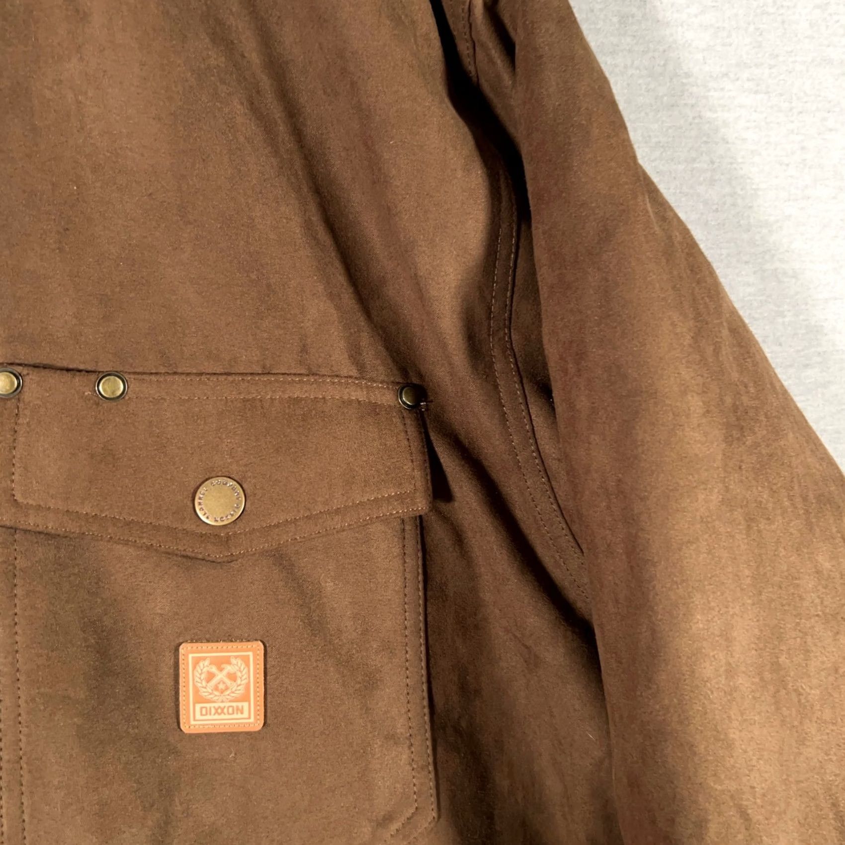 Dixxon Jacket Mens 1XL Brown Casper Suede Flannel Lined Button Snap New, Men's — image 5 of 6