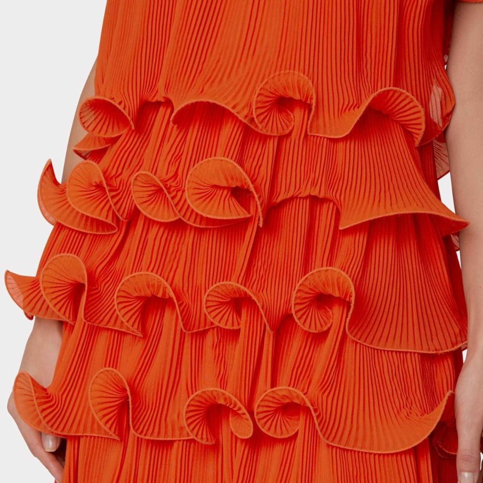 MILLY Milly Coral Pleated Tiered Ruffle Dress Size 6 $495.00 Size S / US 4 / IT 40 - 4 Thumbnail