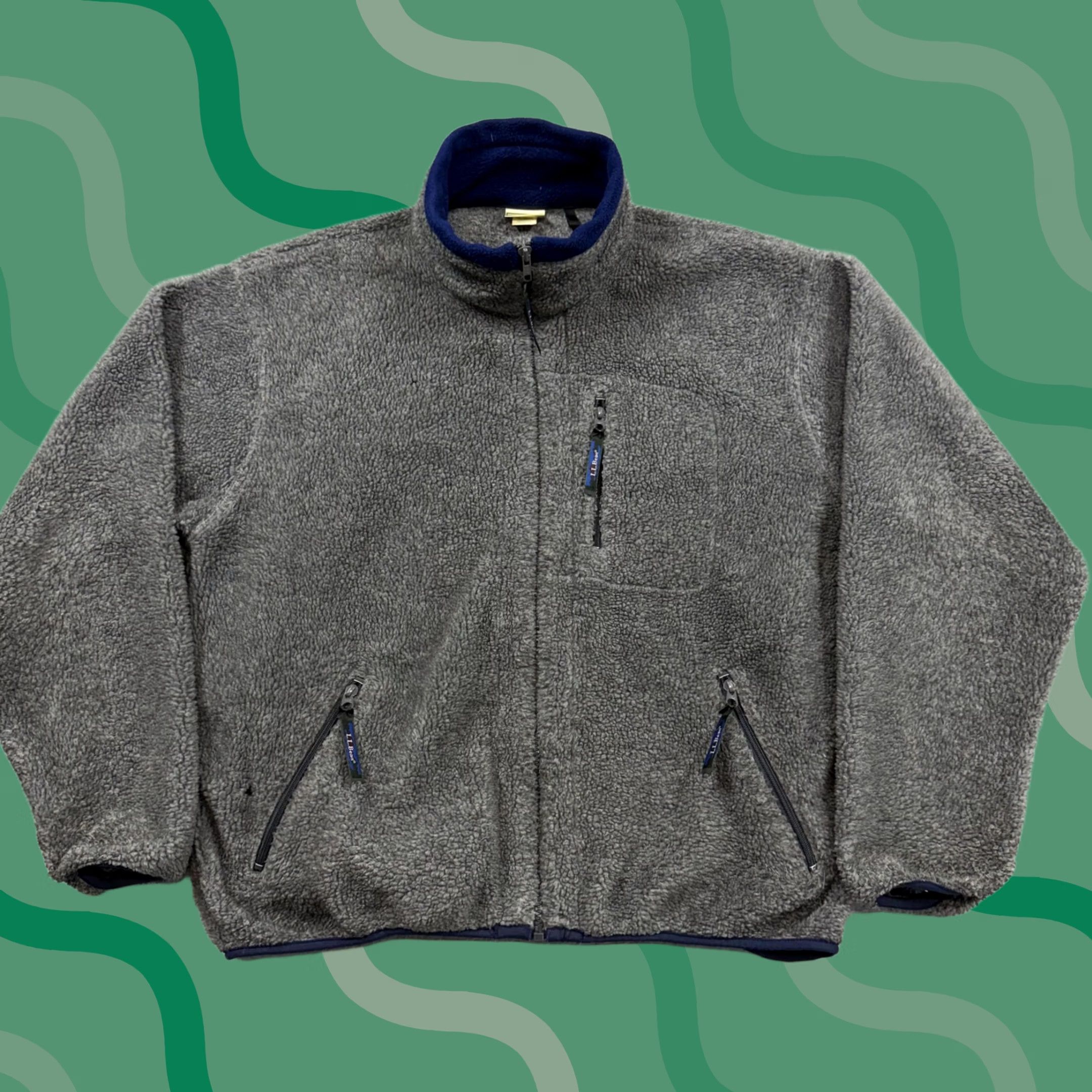 Vintage L.L. Bean Jacket Mens Large Gray Fleece Bomber Full Zip Pockets USA Outdoor Size US L / EU 52-54 / 3 - 1 Thumbnail