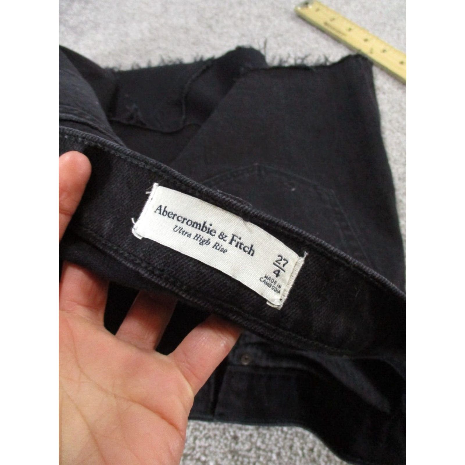 Abercrombie & Fitch Abercrombie & Fitch Skirt Womens 27 Black Denim High Rise A Line Mini Size 27" / US 4 / IT 40 - 6 Thumbnail
