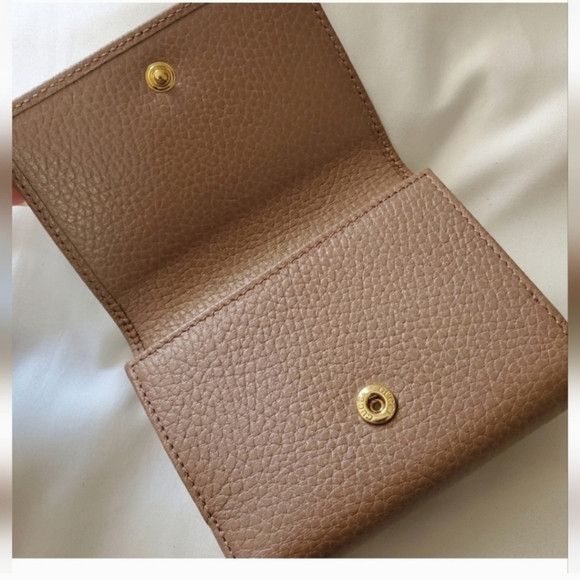 Gucci GUCCI Trifold Small Beige Leather Wallet Cardholders Size ONE SIZE - 3 Thumbnail