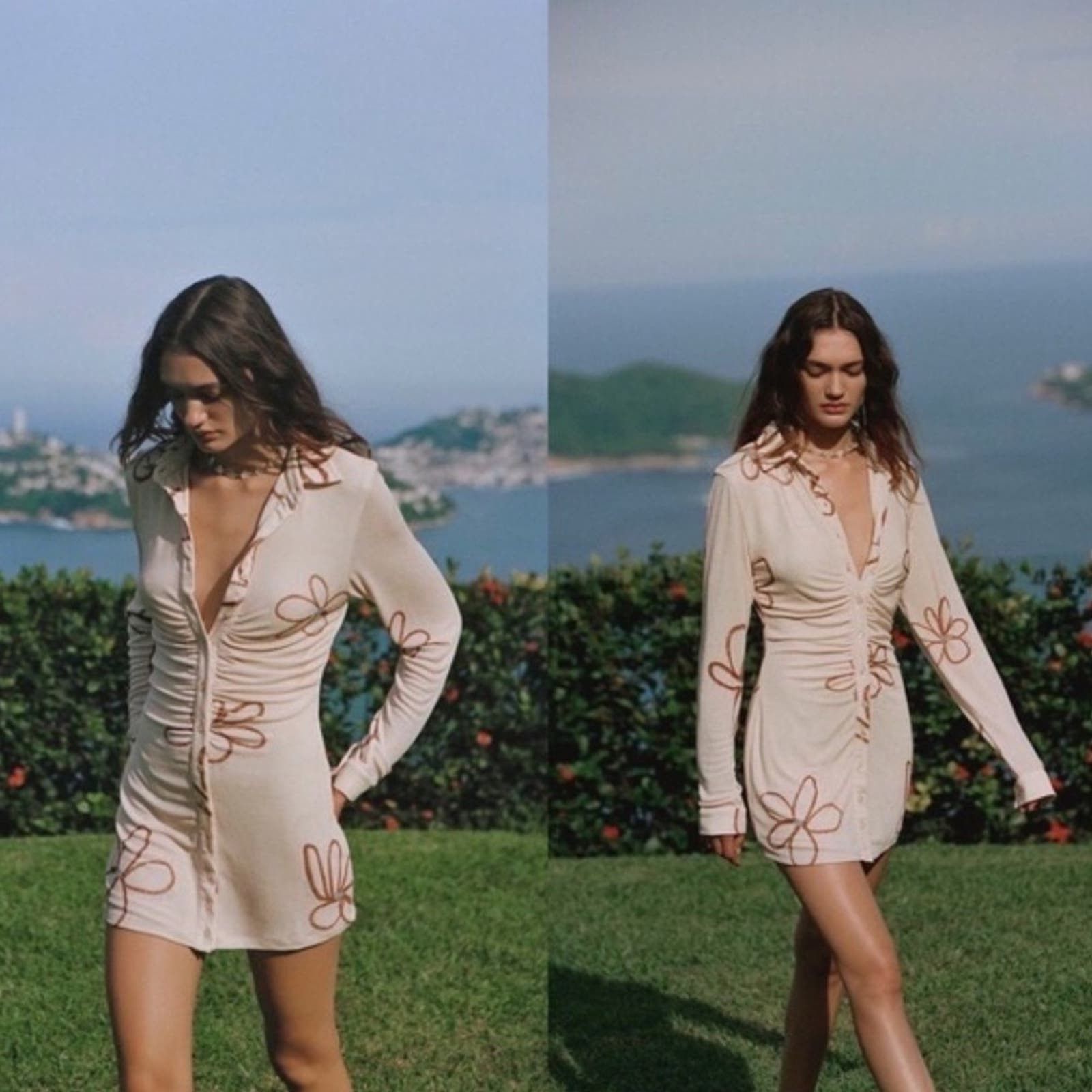 image of NWT With Jean Andy Burton Front Mini Dress In Cream Size M, Women's