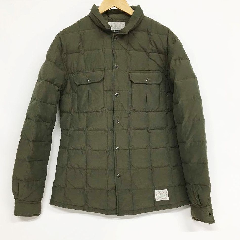 Down Jacket Polyester Plain Quilted Button Up Khaki