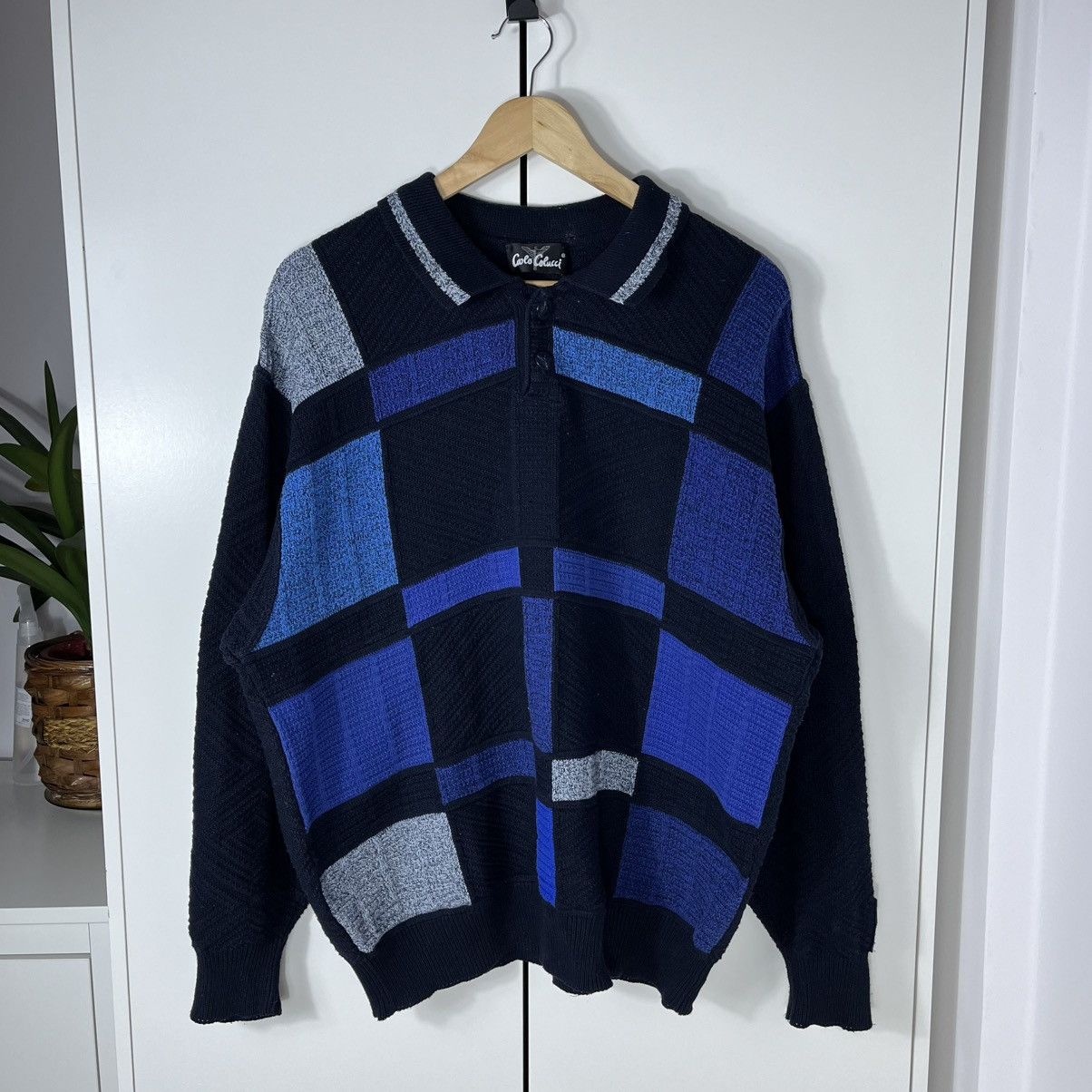 Carlo Colucci Vintage Carlo Colucci Patchwork Collared Sweater Streetwear Size US L / EU 52-54 / 3 - 1 Thumbnail