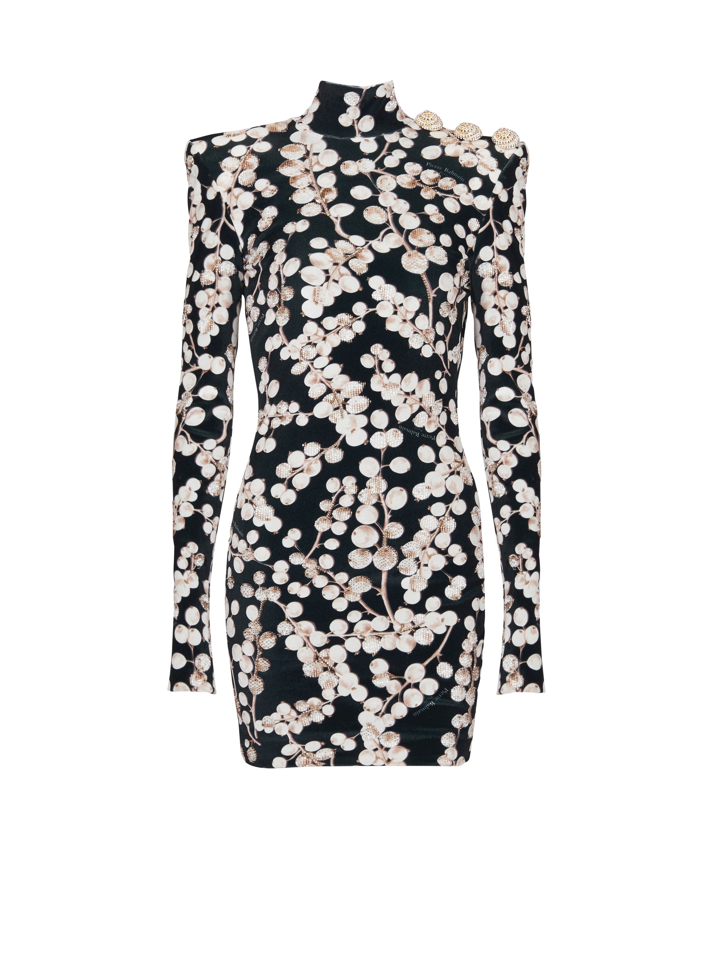 Balmain o1s1wg111025 Backless Velvet Mini Dress in Black Size L / US 10 / IT 46 - 1 Thumbnail