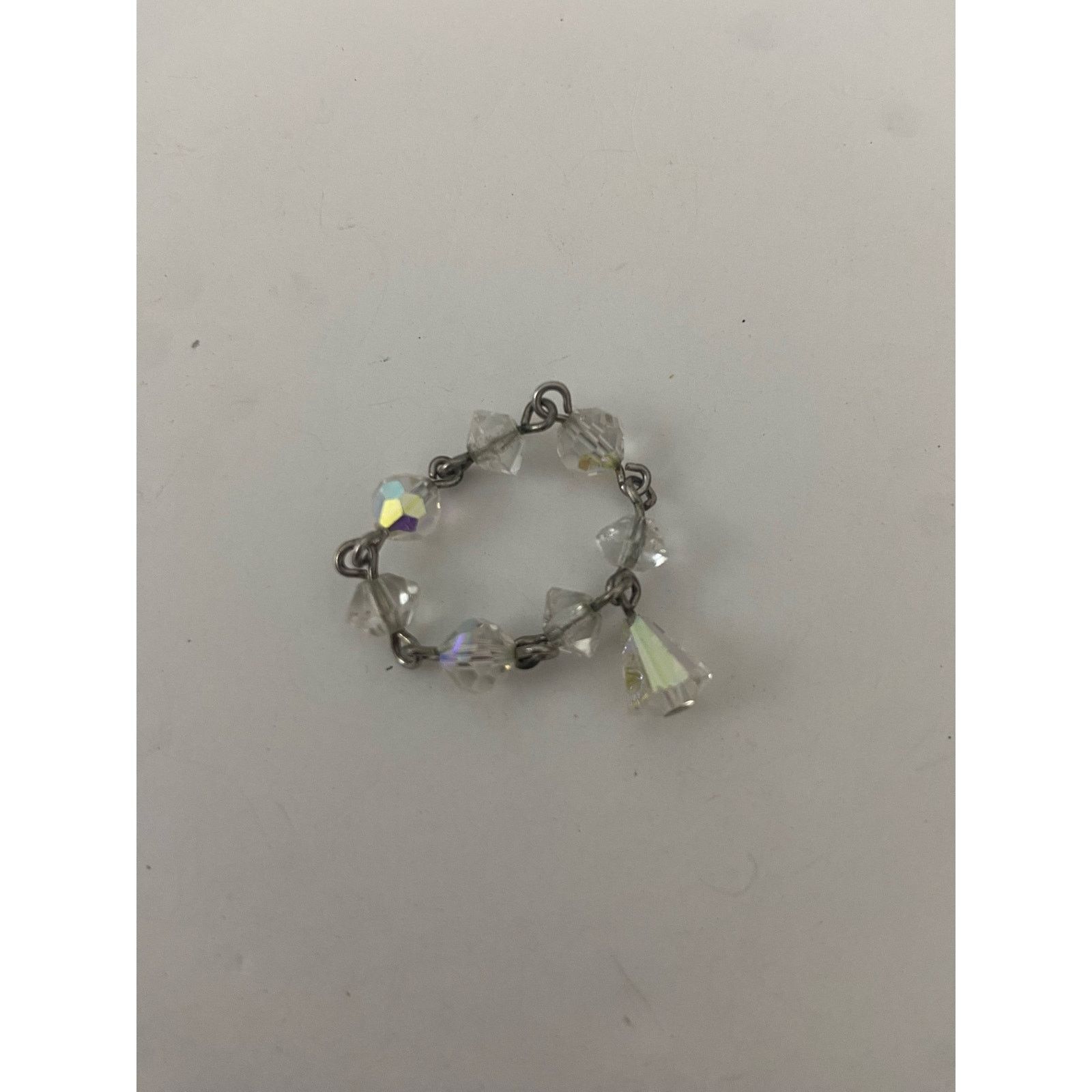 Handmade Upcycled clear glass bead ring size 7.5 Size ONE SIZE - 5 Thumbnail