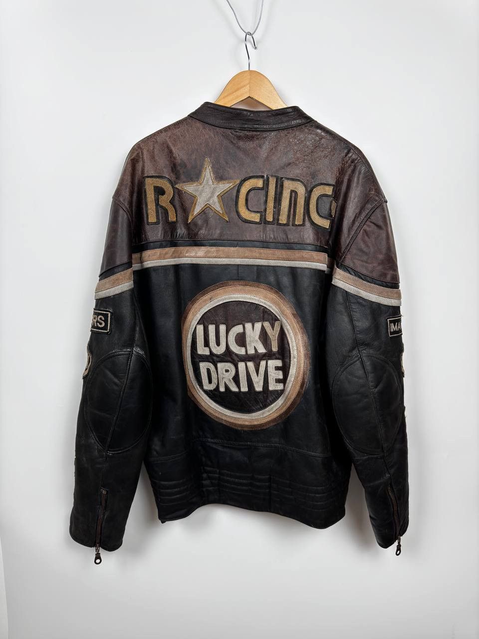 Vintage Vintage Lucky Drive Racing Leather Jacket Size US XXL / EU 58 / 5 - 1 Thumbnail