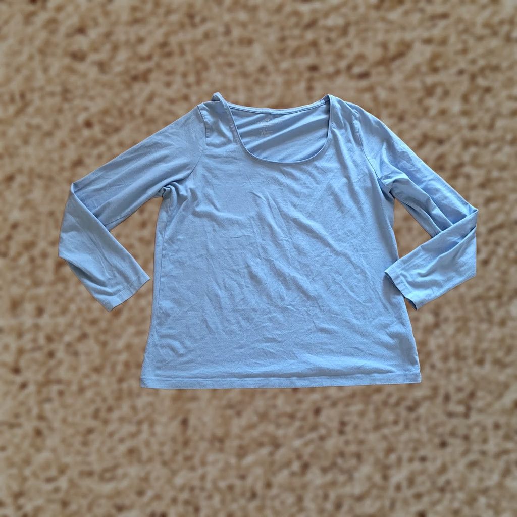 Talbots Talbots Shirt Womens 1X Blue Pima Cotton Scoop Neck Basic Layer Everyday Short Sleeve Cotton Jersey Plus Size T-Shirt Size XL / US 12-14 / IT 48-50 - 1 Thumbnail