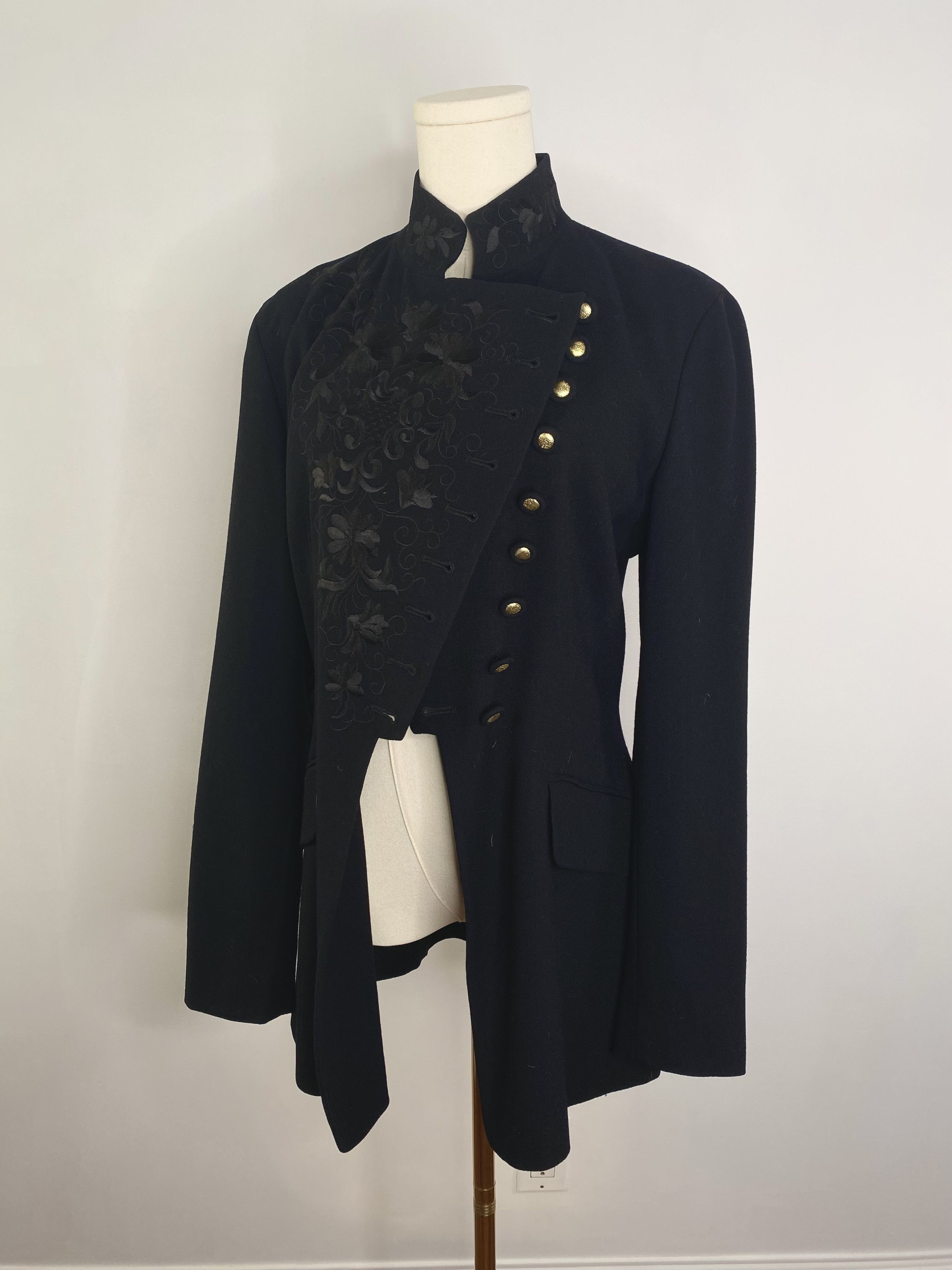 Designer Black & Gold Military Tailor Jacket - Jessica Size L / US 10 / IT 46 - 2 Thumbnail