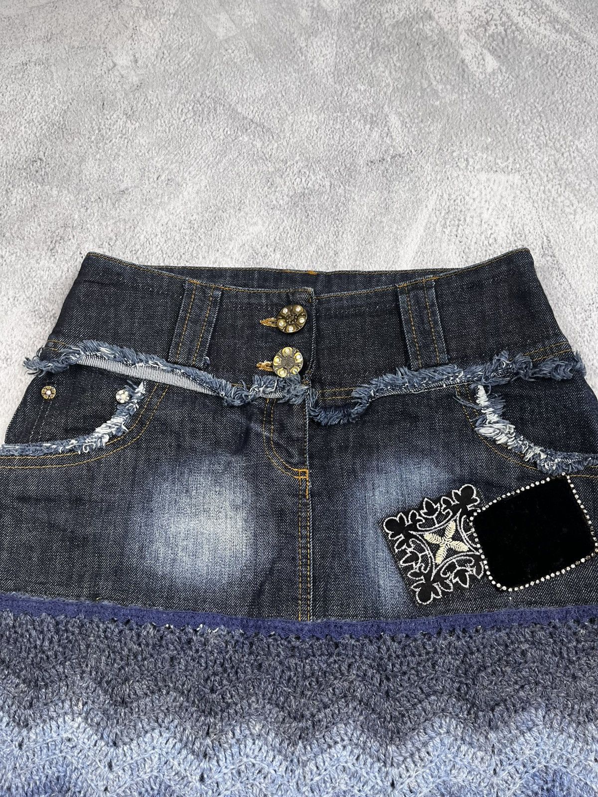 Other Vintage Mariella Burani denim/knit midi skirt streetwear Size 30" / US 8 / IT 44 - 5 Thumbnail