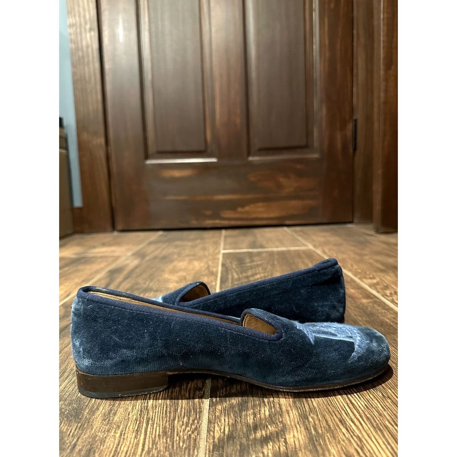Velvet VINTAGE Stubbs Wootton Blue Velvet Loafers Flat Womens Sz 5 Size US 5 / IT 35 - 7 Thumbnail